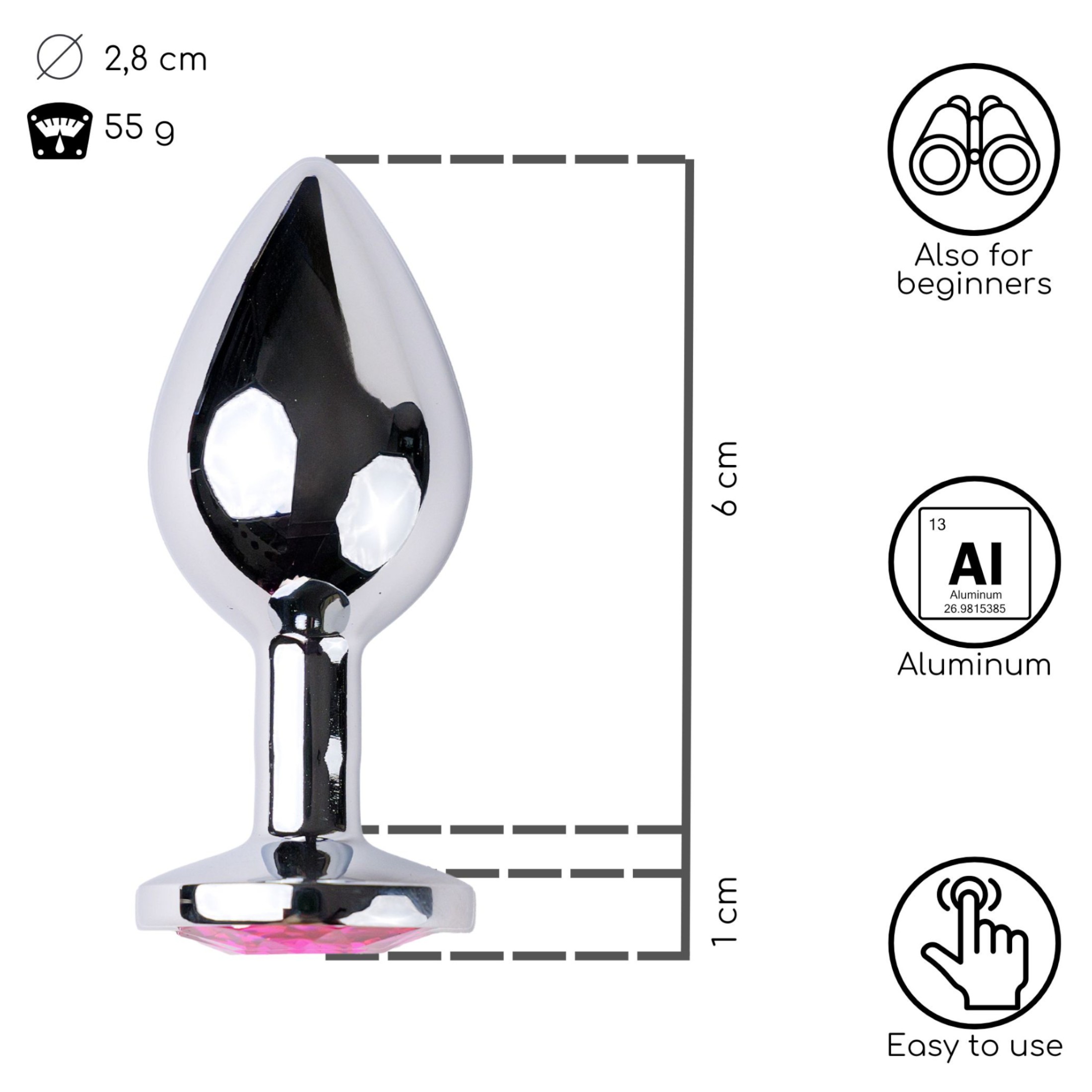 Desirel Pink Jewel S – anál plug (ezüst-pink)