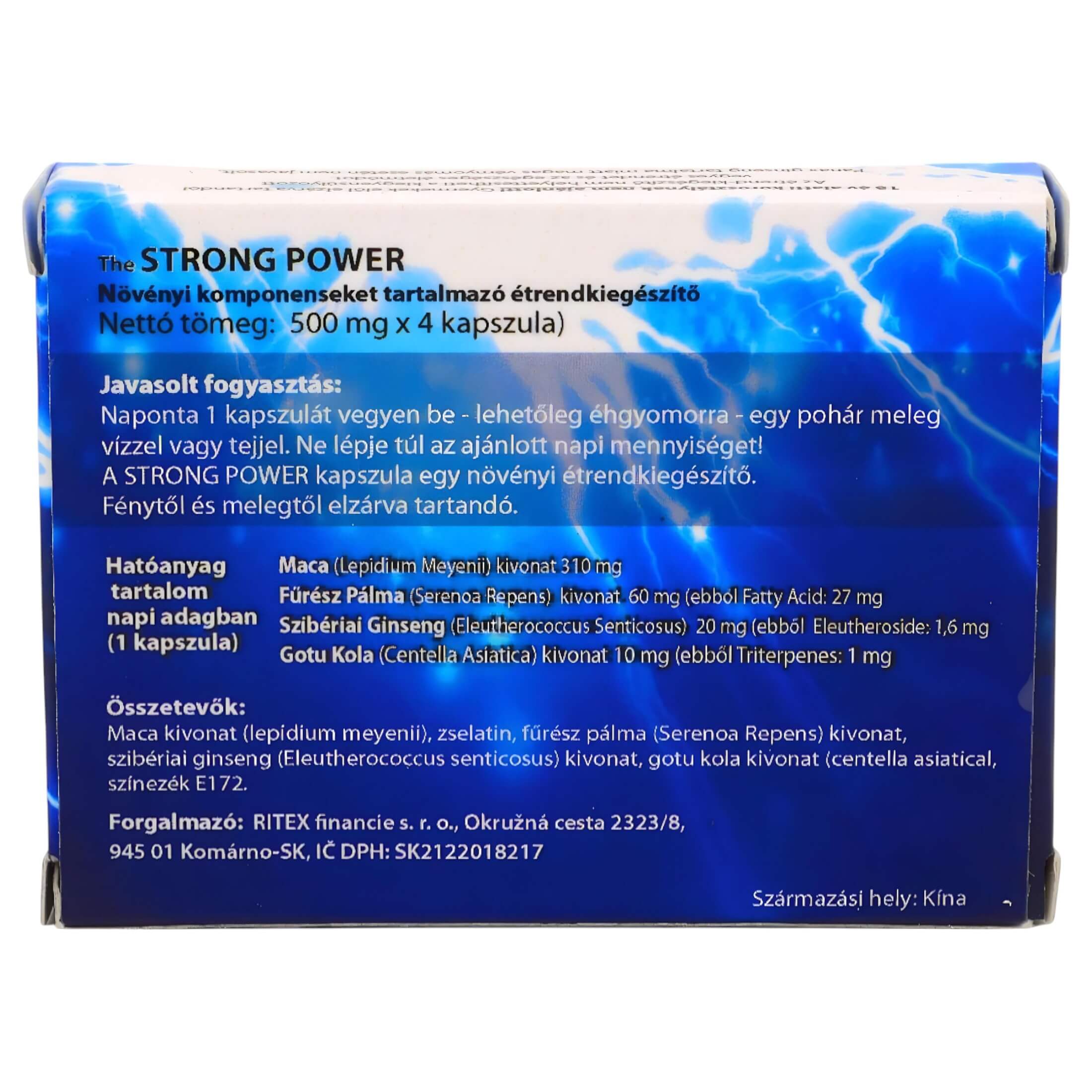 Strong Power Plus – étrend kiegészítő kapszula férfiaknak (4db)