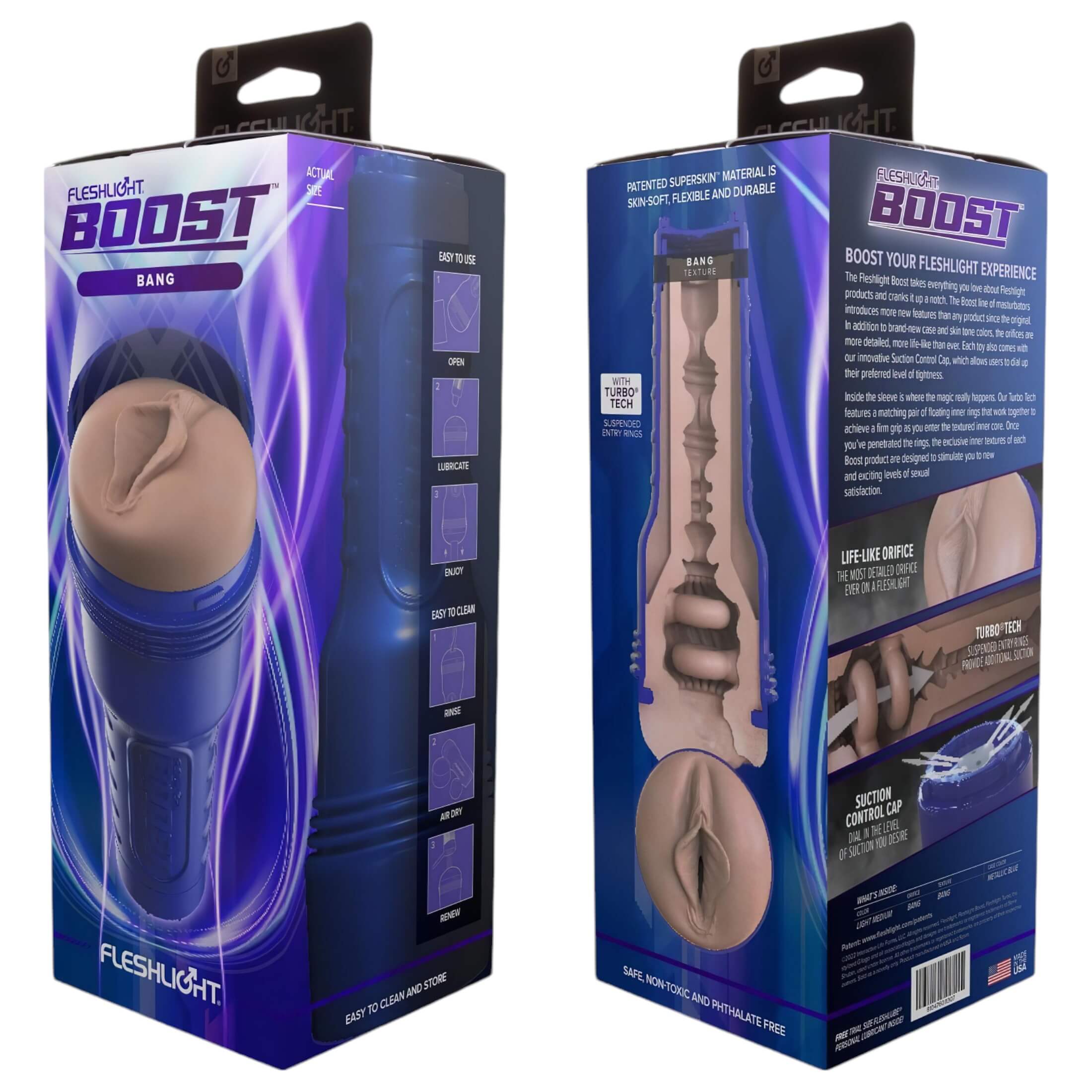 Fleshlight Boost Bang – élethű műpunci maszturbátor (natúr)