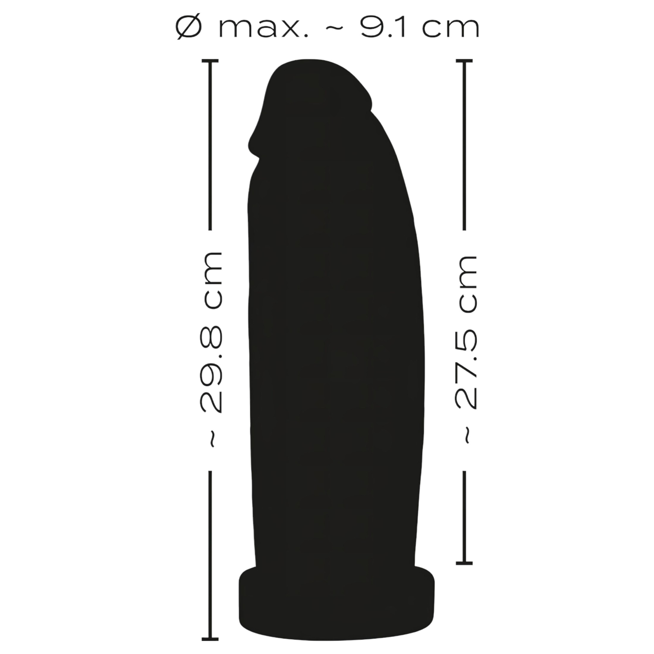 Realistixxx Real Giant – giga dildó – 30 cm (fekete)