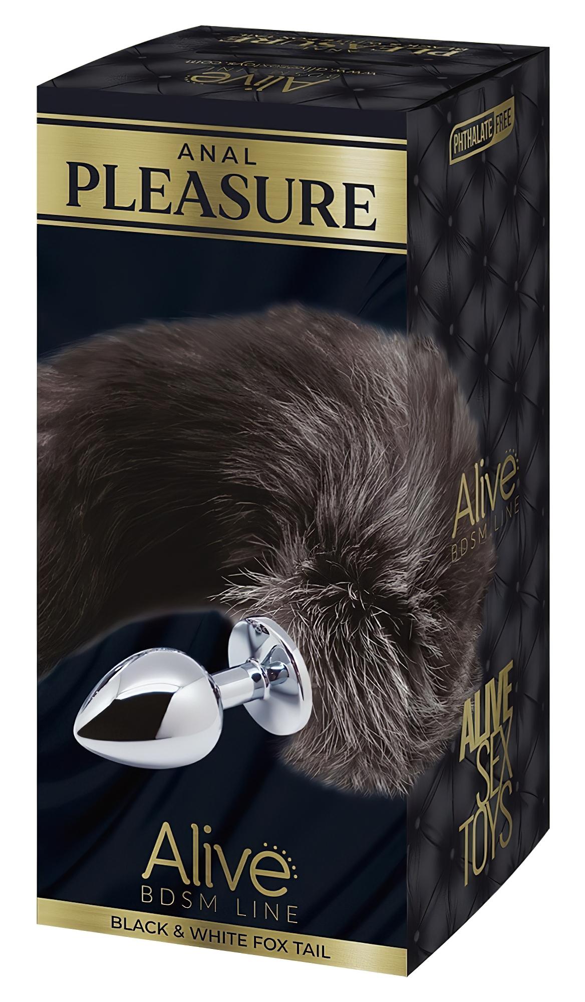 Alive Anal Pleasure – közepes anál plug rókafarokkal (ezüst)