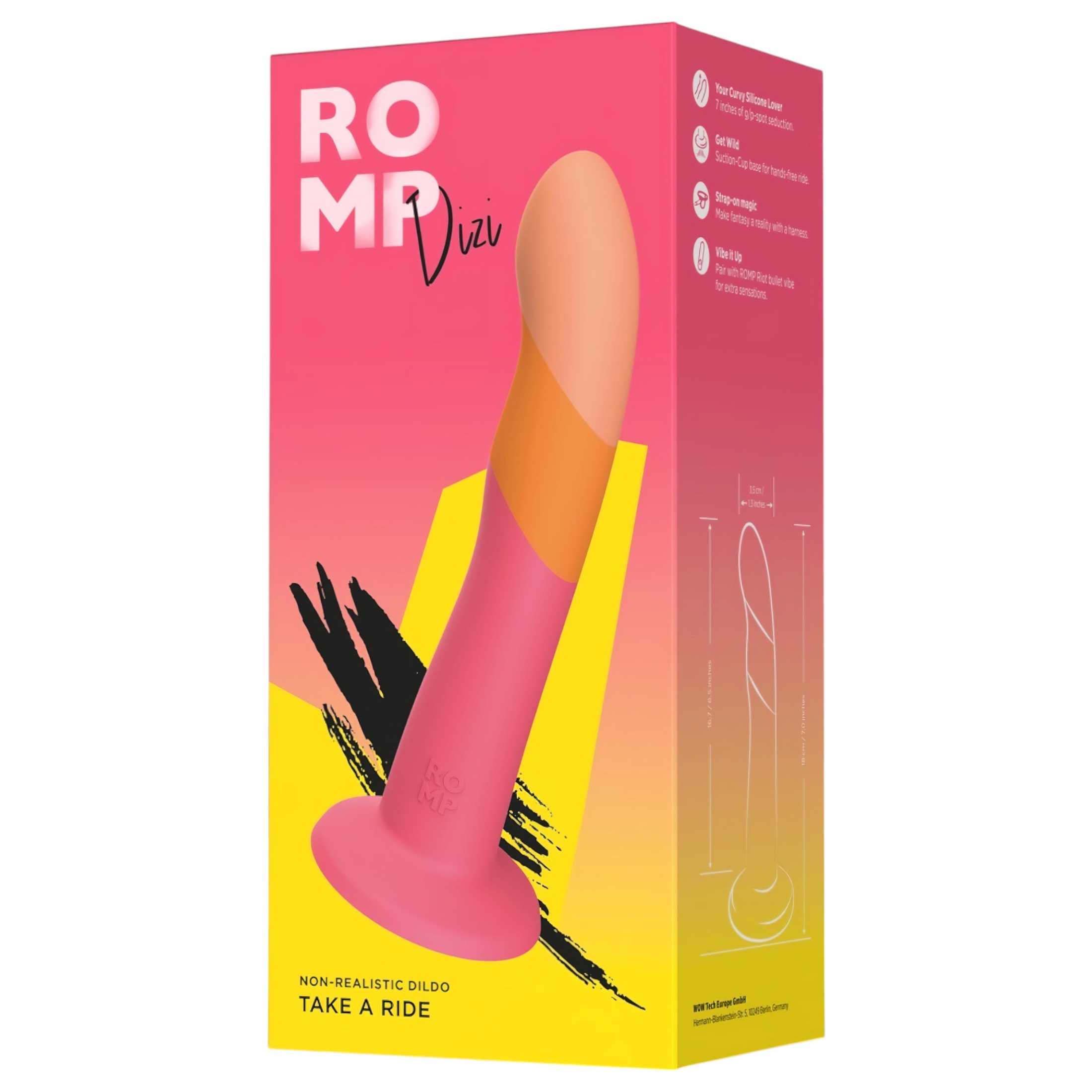 ROMP Dizi – rugalmas szilikon dildó (pink-narancs)
