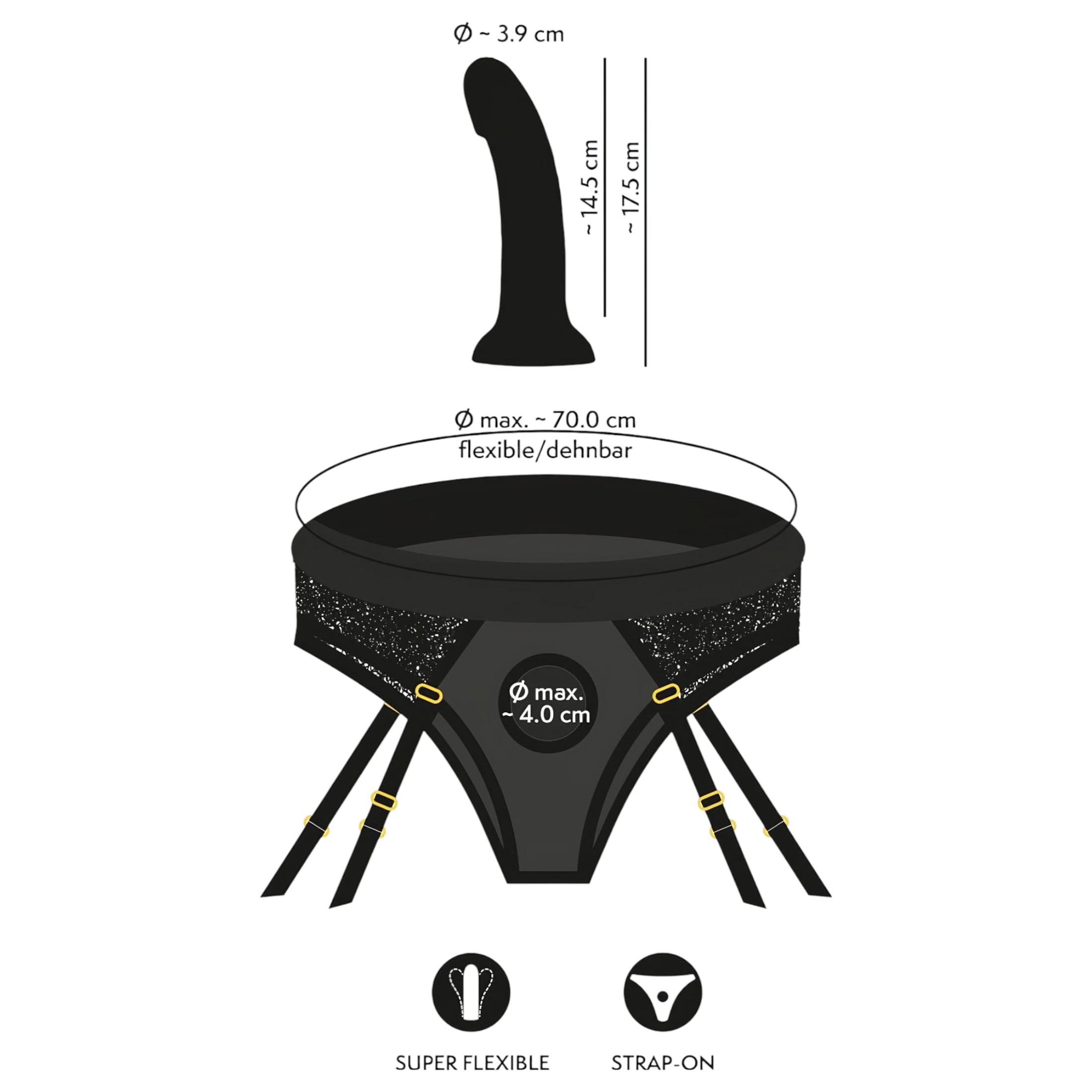 You2Toys – felcsatolható dildó alsóval (fekete)