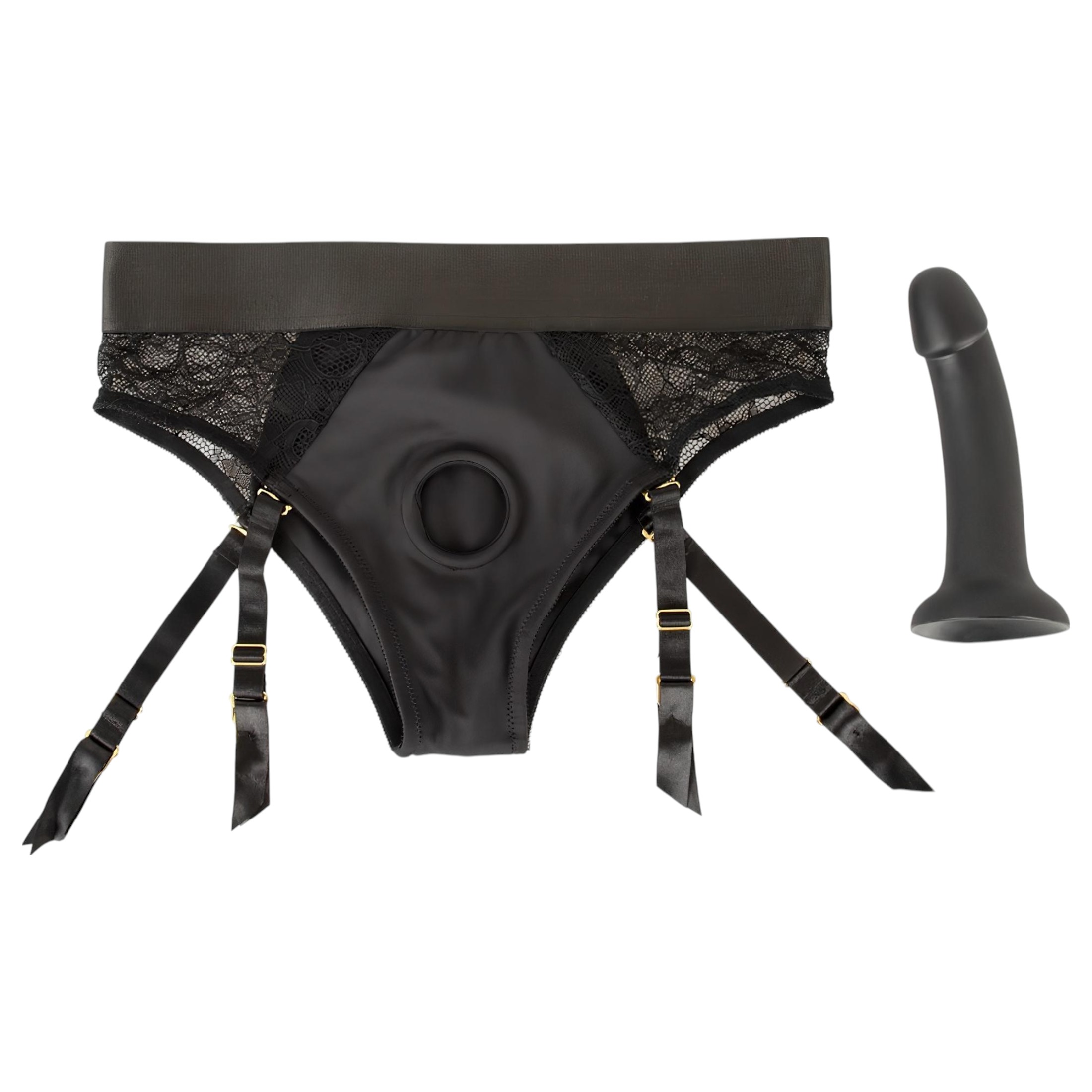 You2Toys – felcsatolható dildó alsóval (fekete)