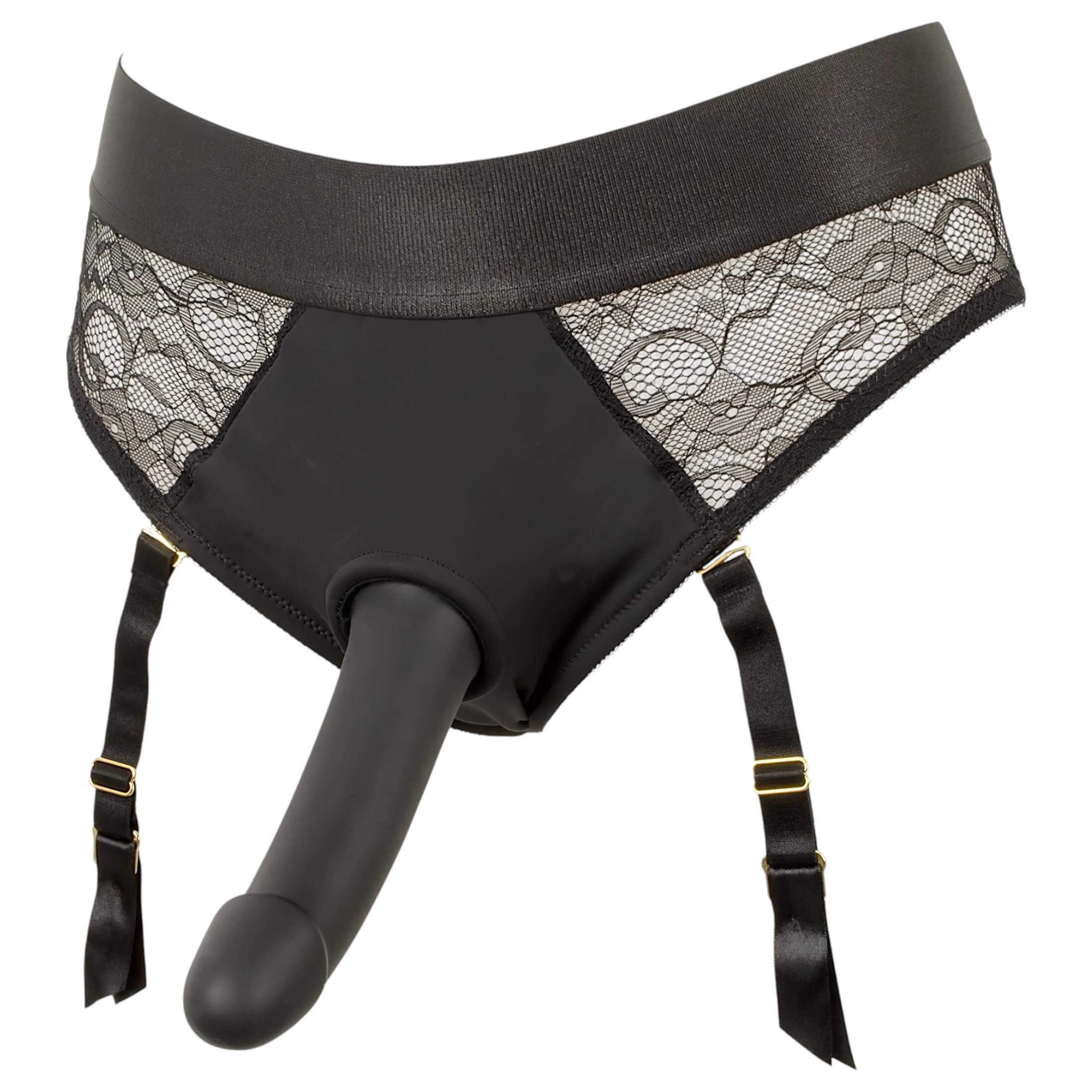 You2Toys – felcsatolható dildó alsóval (fekete)