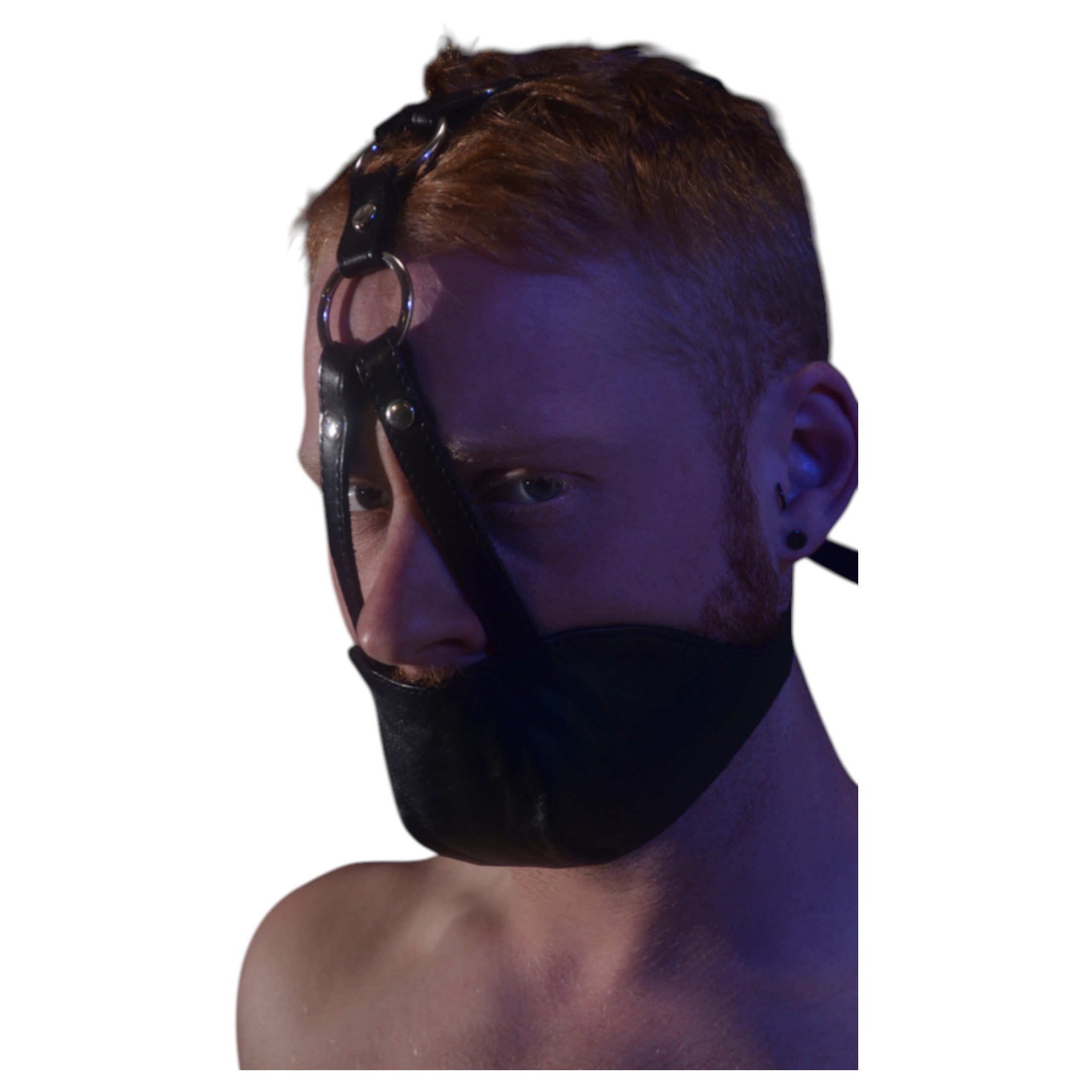 Rouge – valódi bőr maszk és szájpecek (fekete)