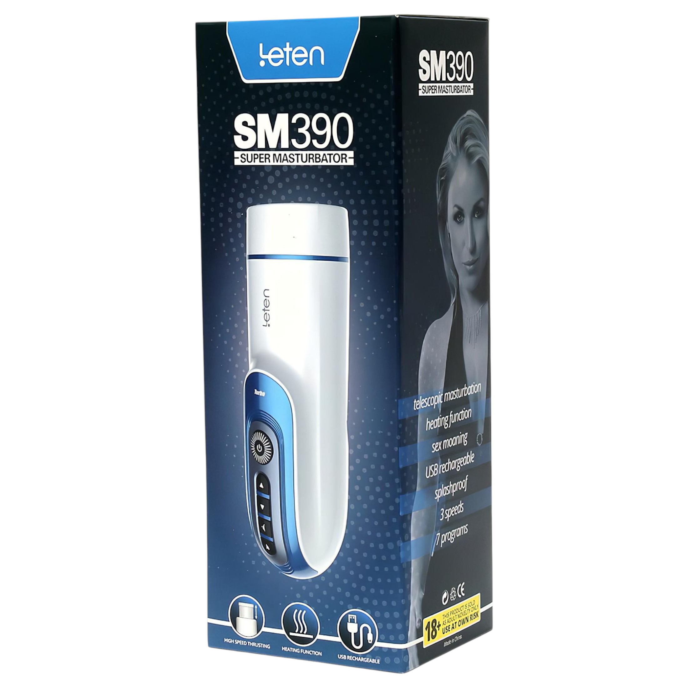 Leten SM390 – nyögő, melegítő maszturbátor (fehér)