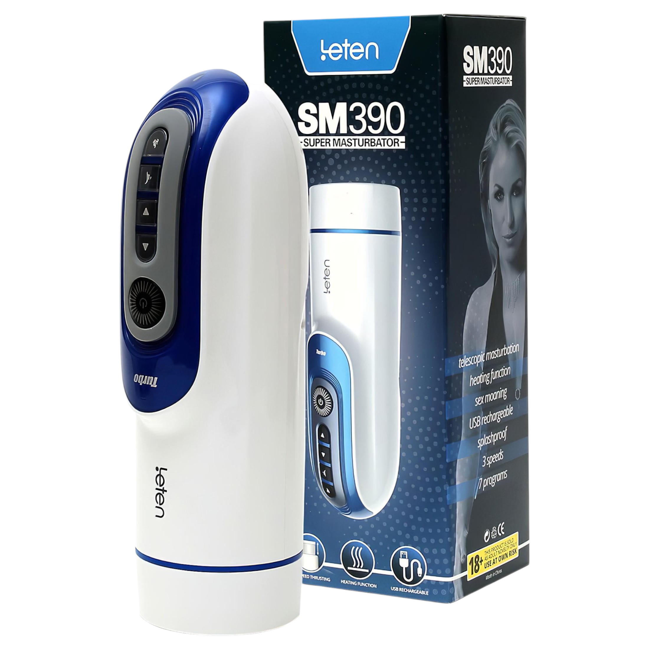 Leten SM390 – nyögő, melegítő maszturbátor (fehér)