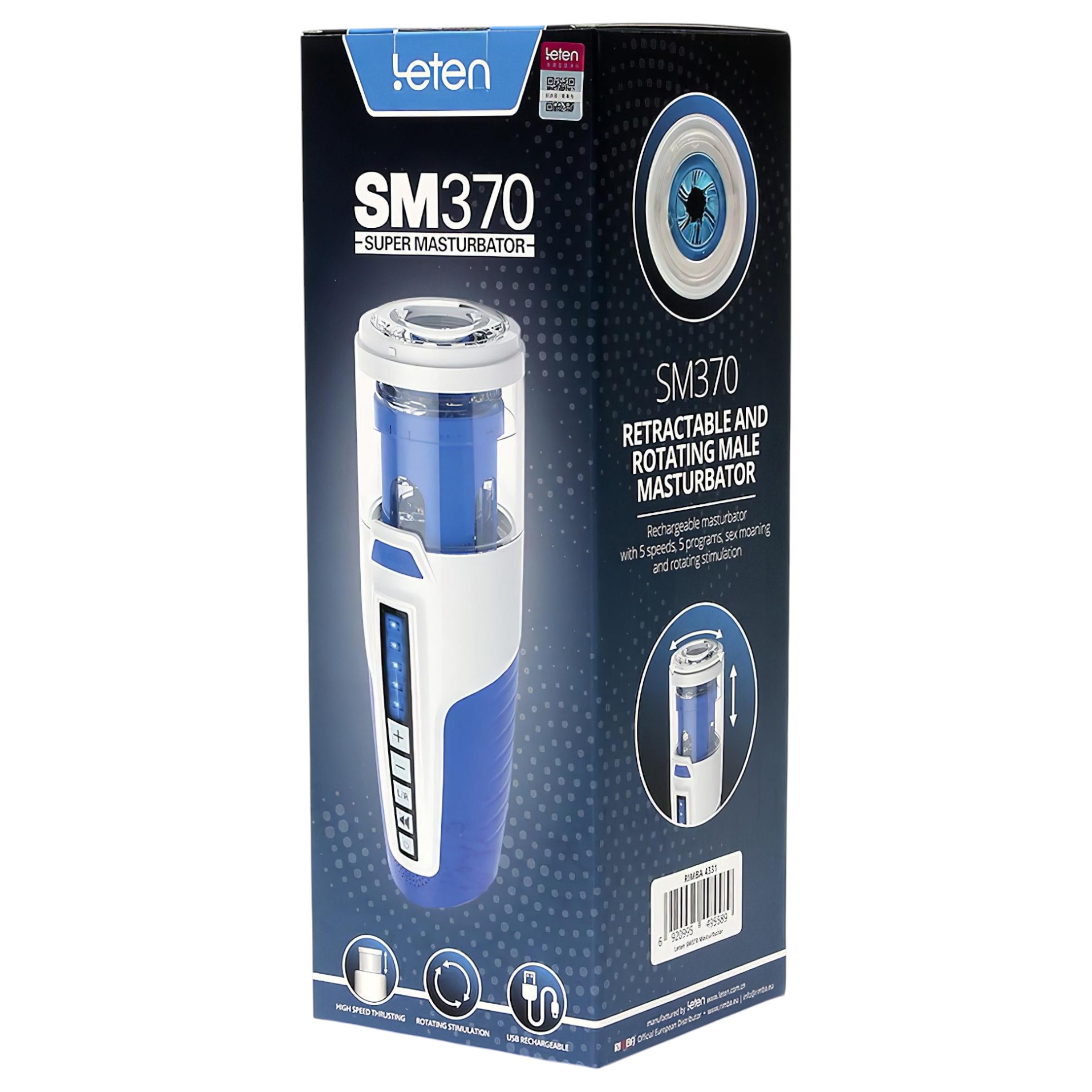 Leten SM370 – nyögő, forgó maszturbátor (fehér)