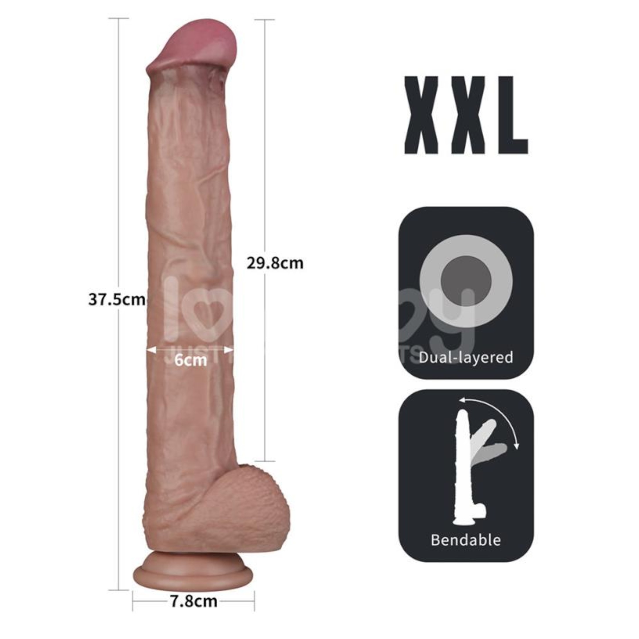Lovetoy – kétrétegű XXL dildó – 36,5 cm – (natúr)