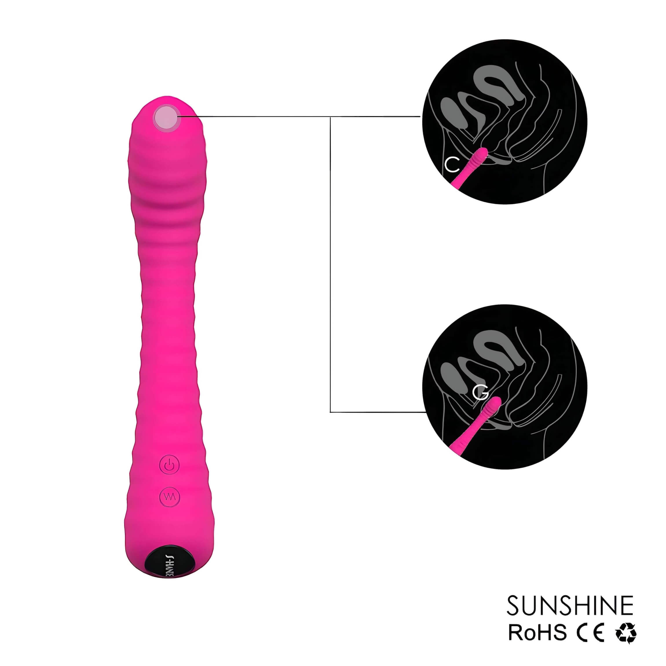Sex HD Sunshine – akkus, barázdált G-pont vibrátor (pink)