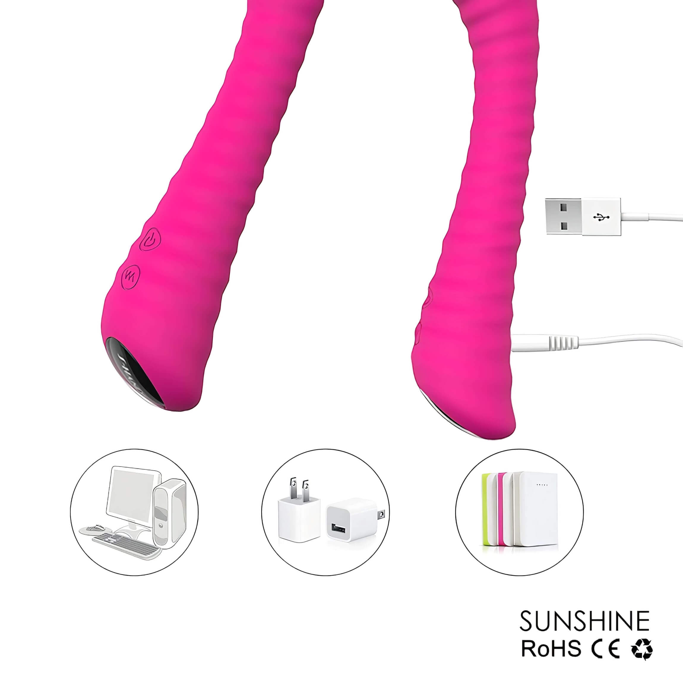 Sex HD Sunshine – akkus, barázdált G-pont vibrátor (pink)