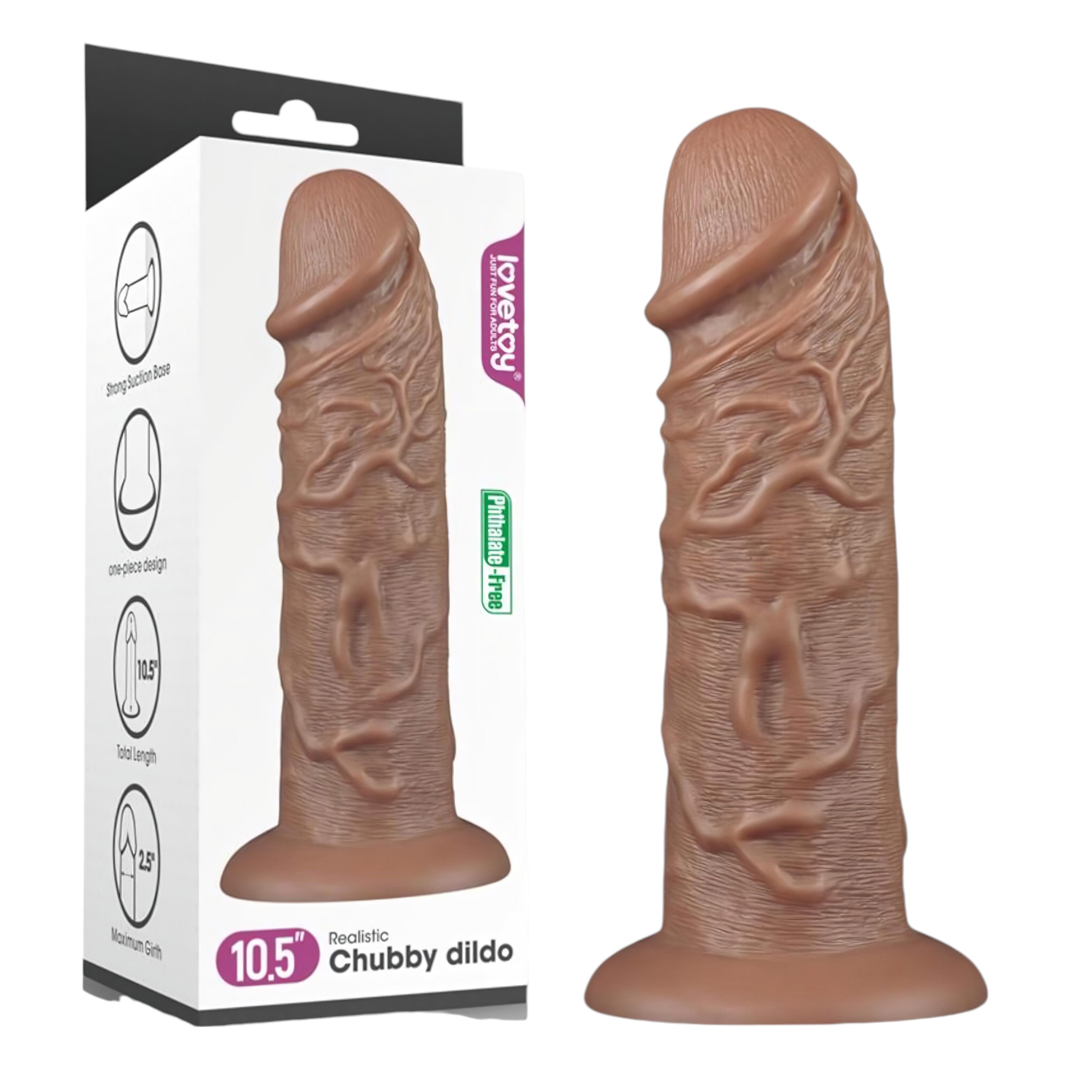 Lovetoy Chubby – tapadókorongos élethű dildó – 25cm (natúr)