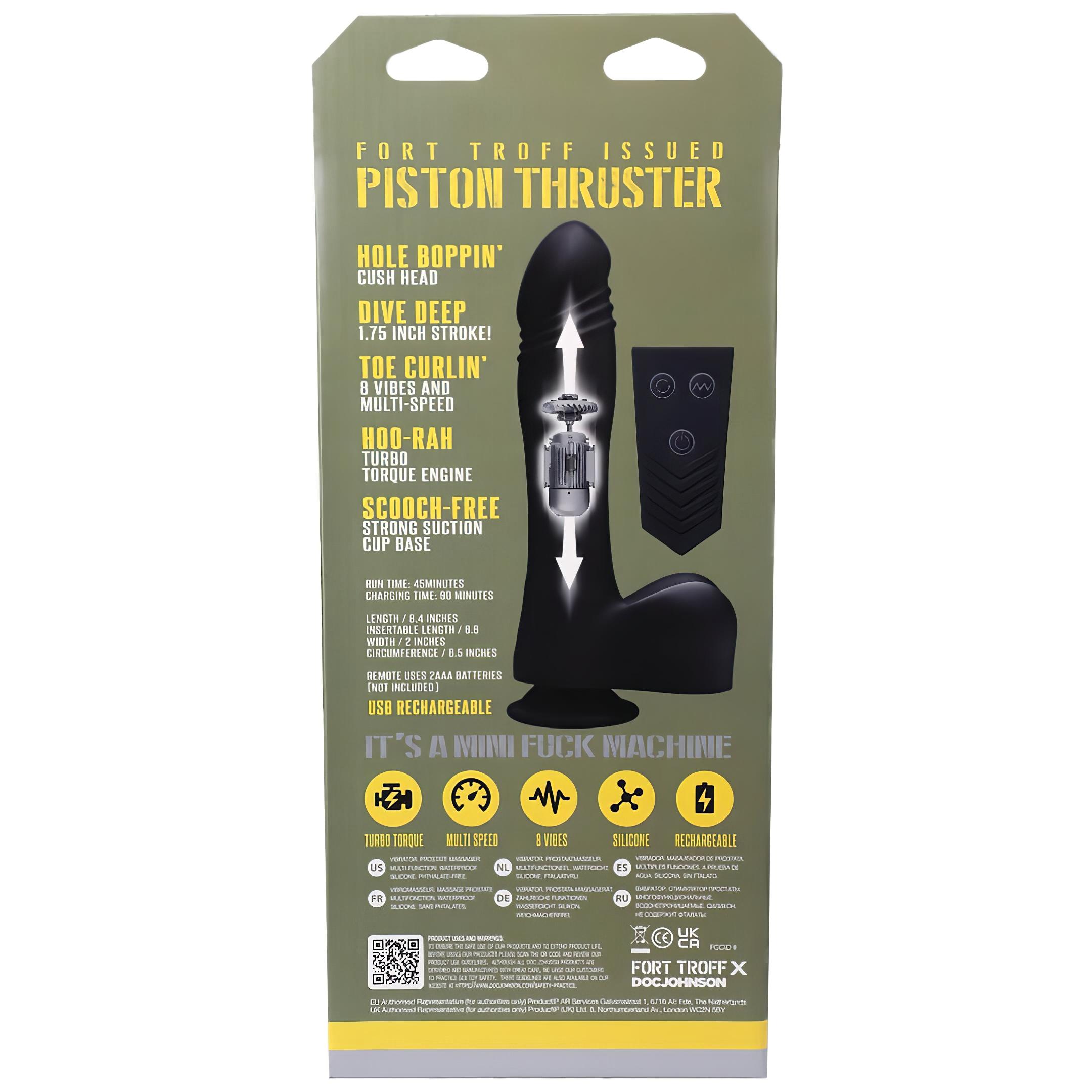 Doc Johnson Mini F-Machine Piston – rádiós lökő vibrátor (fekete)