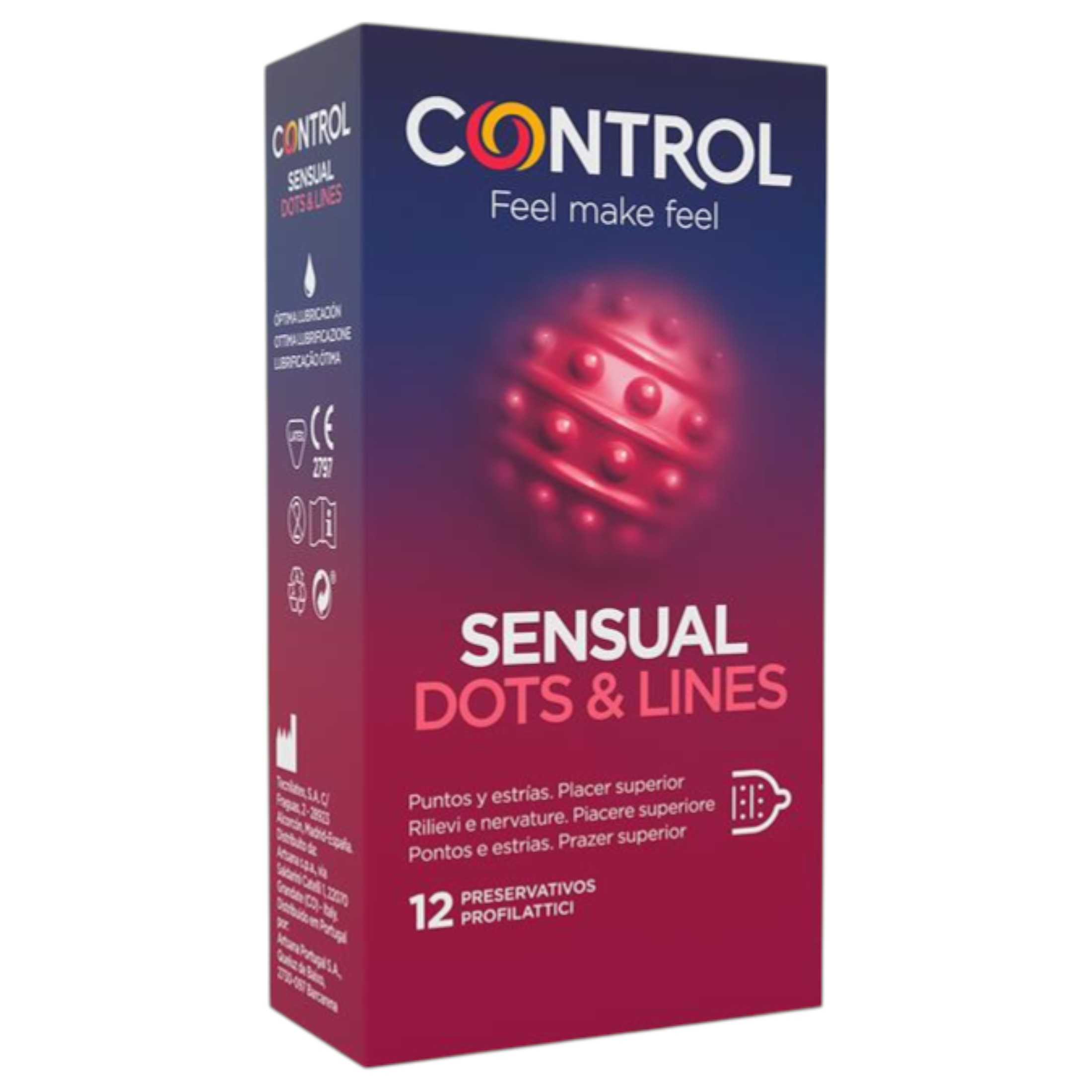 Control – bordázott, pontozott óvszer (12db)