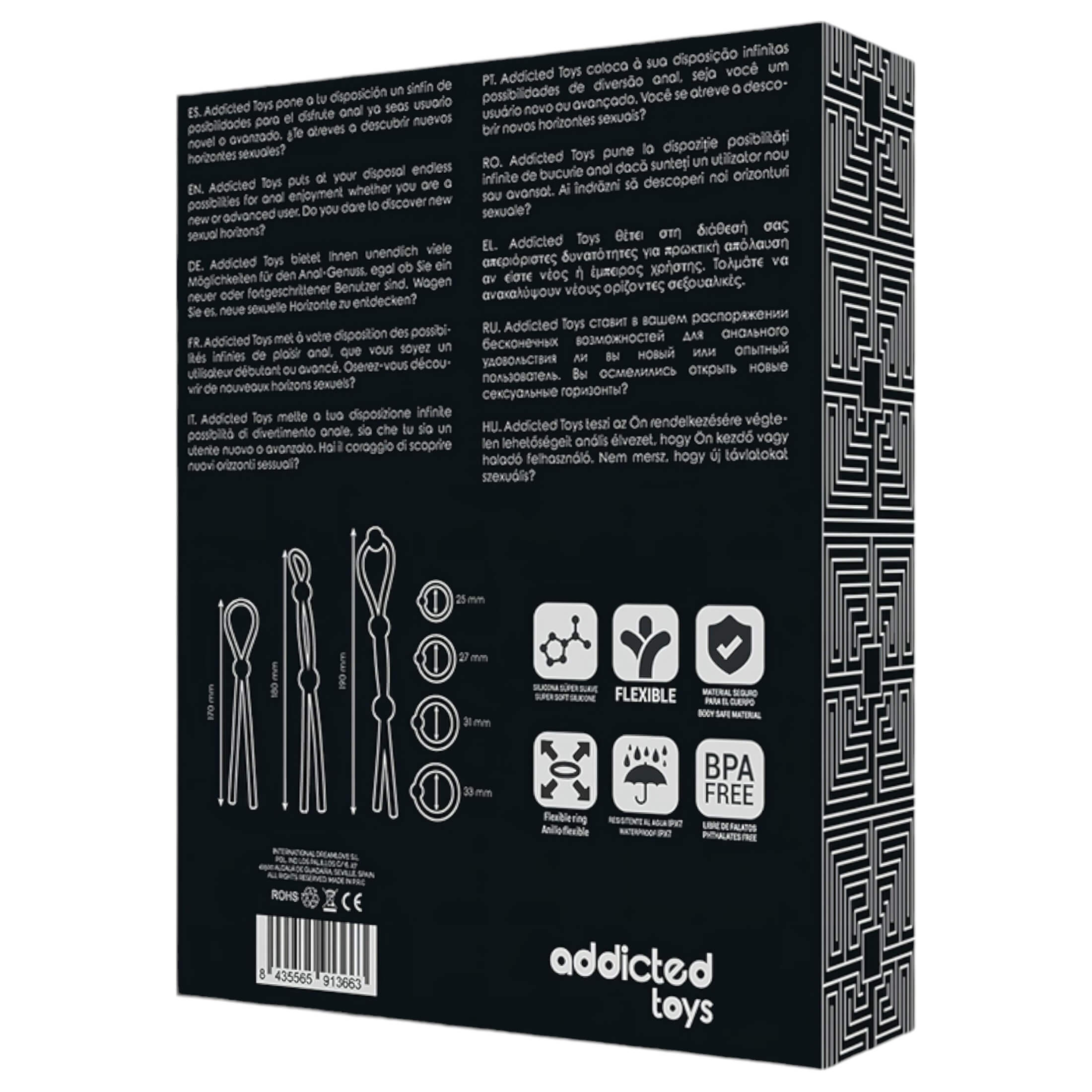 Addicted Toys – szilikon péniszgyűrű szett – 7db (fekete)