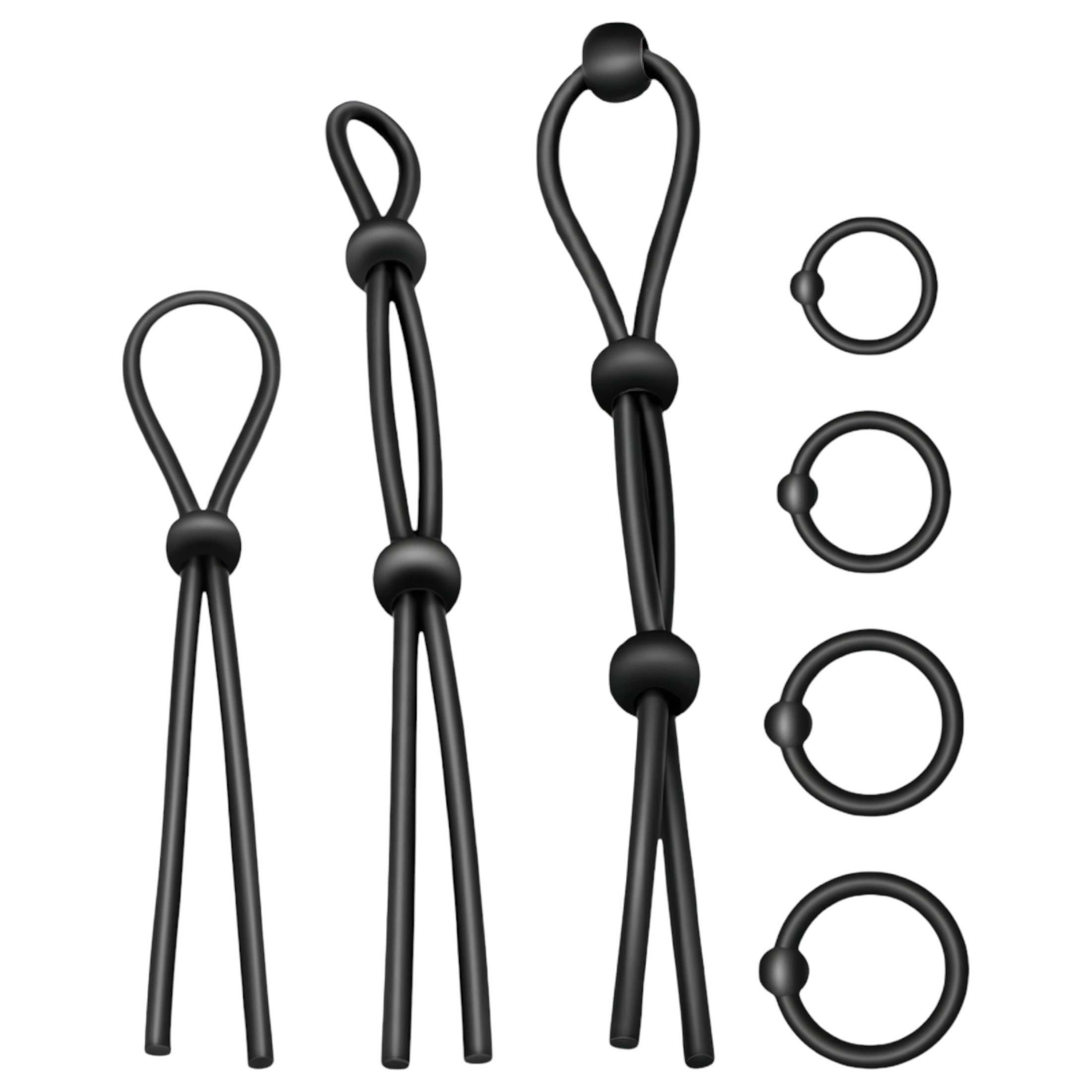Addicted Toys – szilikon péniszgyűrű szett – 7db (fekete)