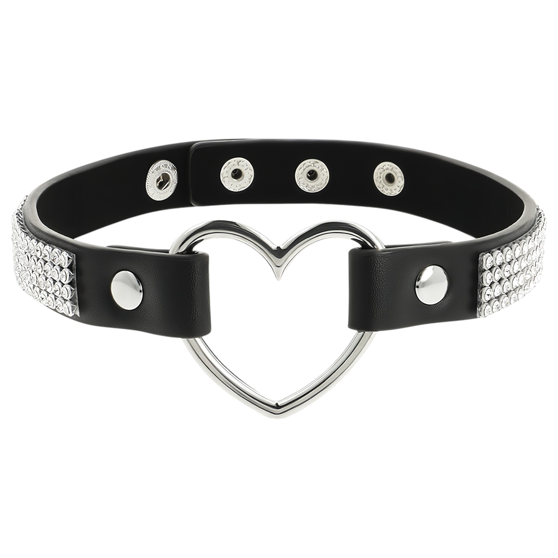 Coquette – strasszos choker szív medállal (fekete)