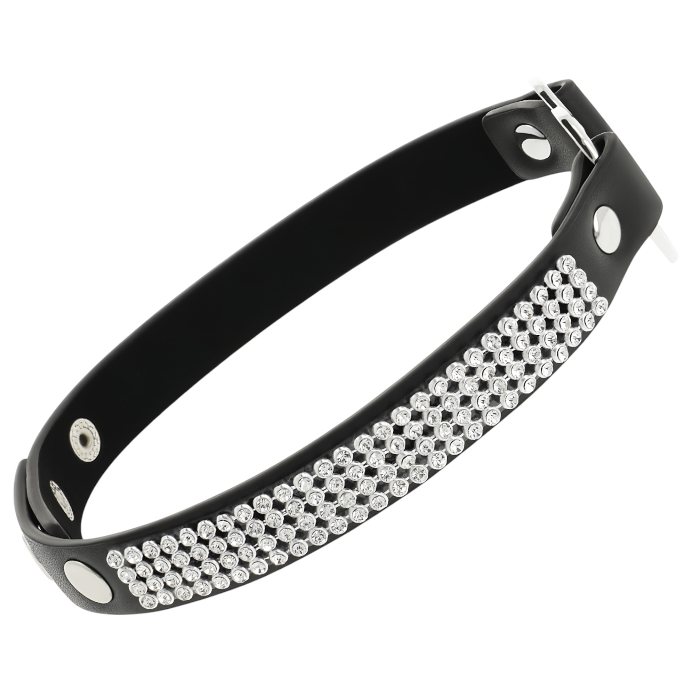 Coquette – strasszos choker szív medállal (fekete)