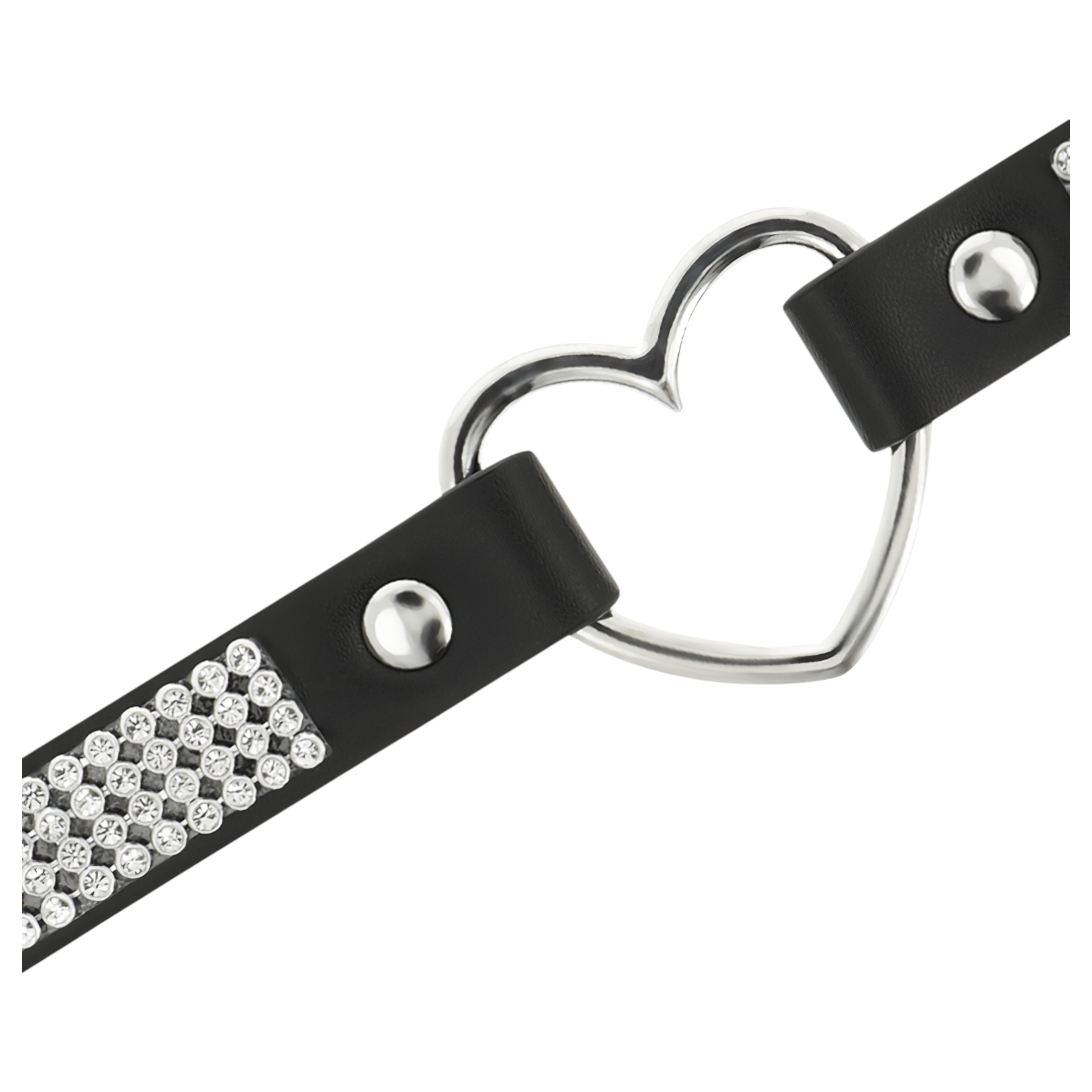 Coquette – strasszos choker szív medállal (fekete)