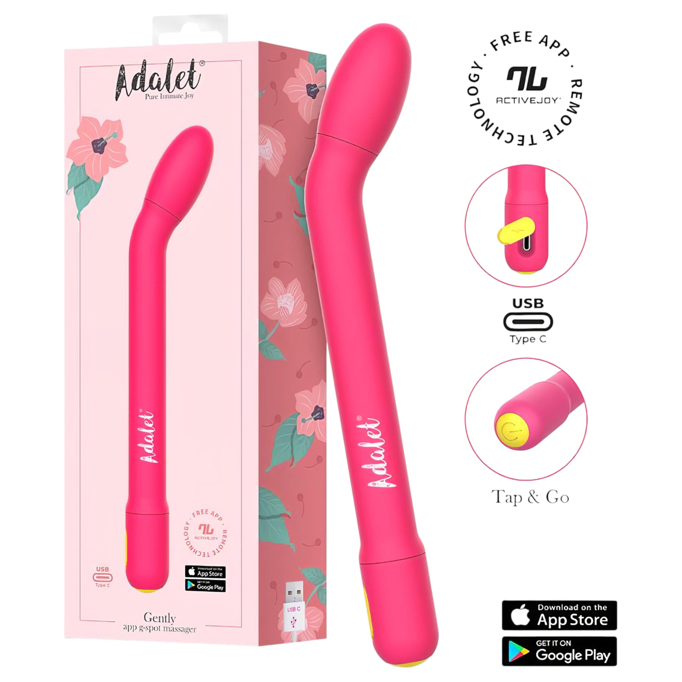 Adalet Gently – okos G-pont és prosztata vibrátor (pink)