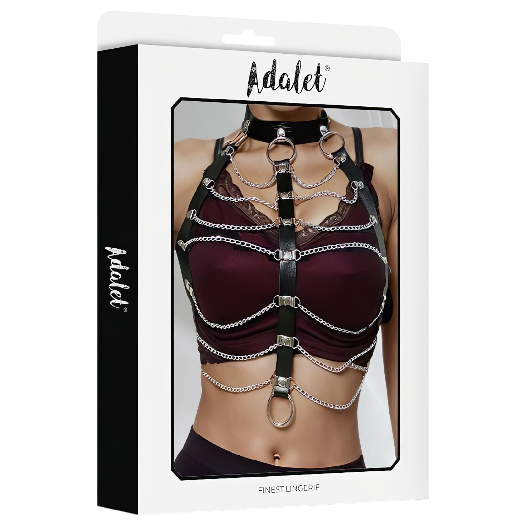 Adalet Hilda – vegán bőr láncos hám (fekete)