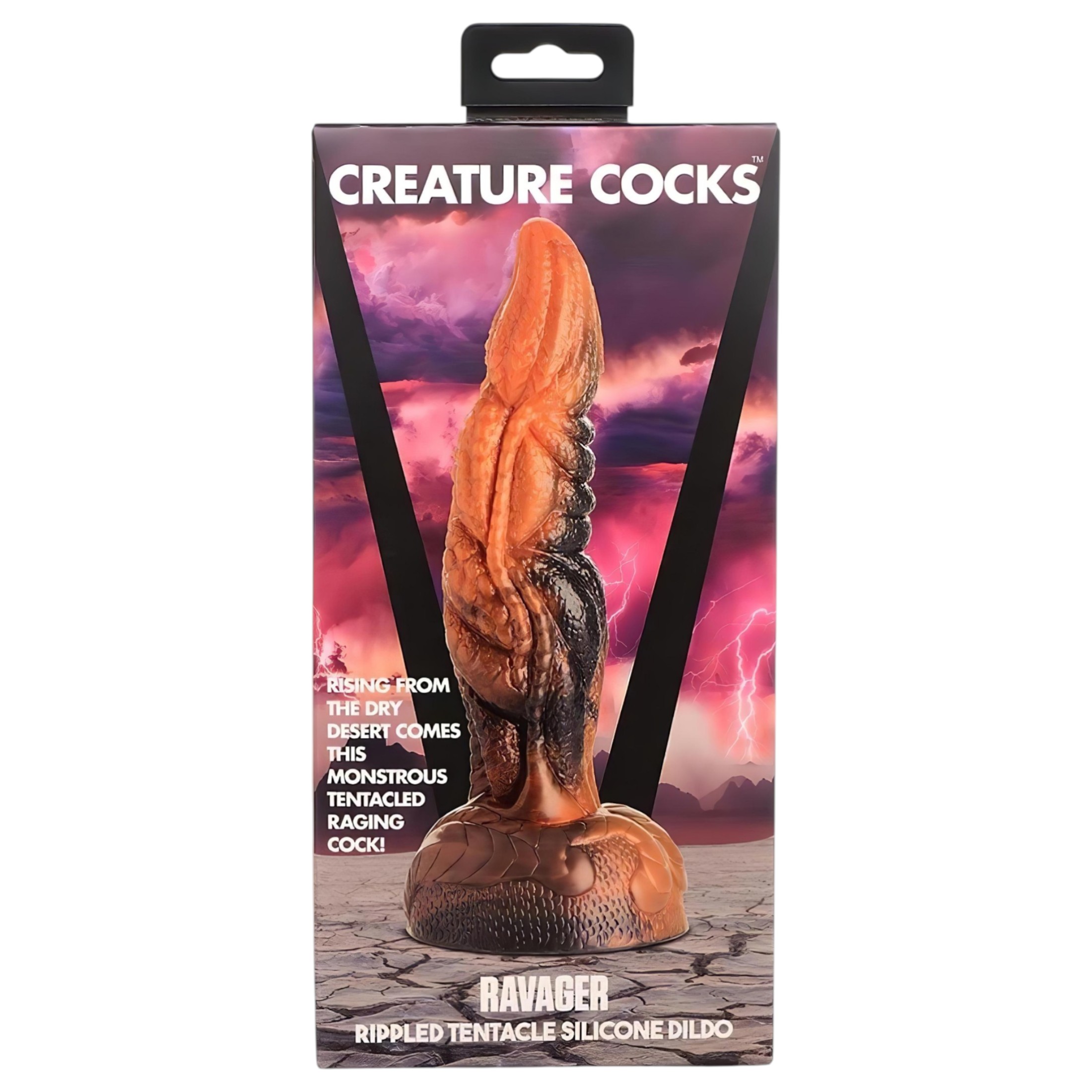 Creature Cocks Ravager – textúrált szilikon dildó – 20cm (narancs)