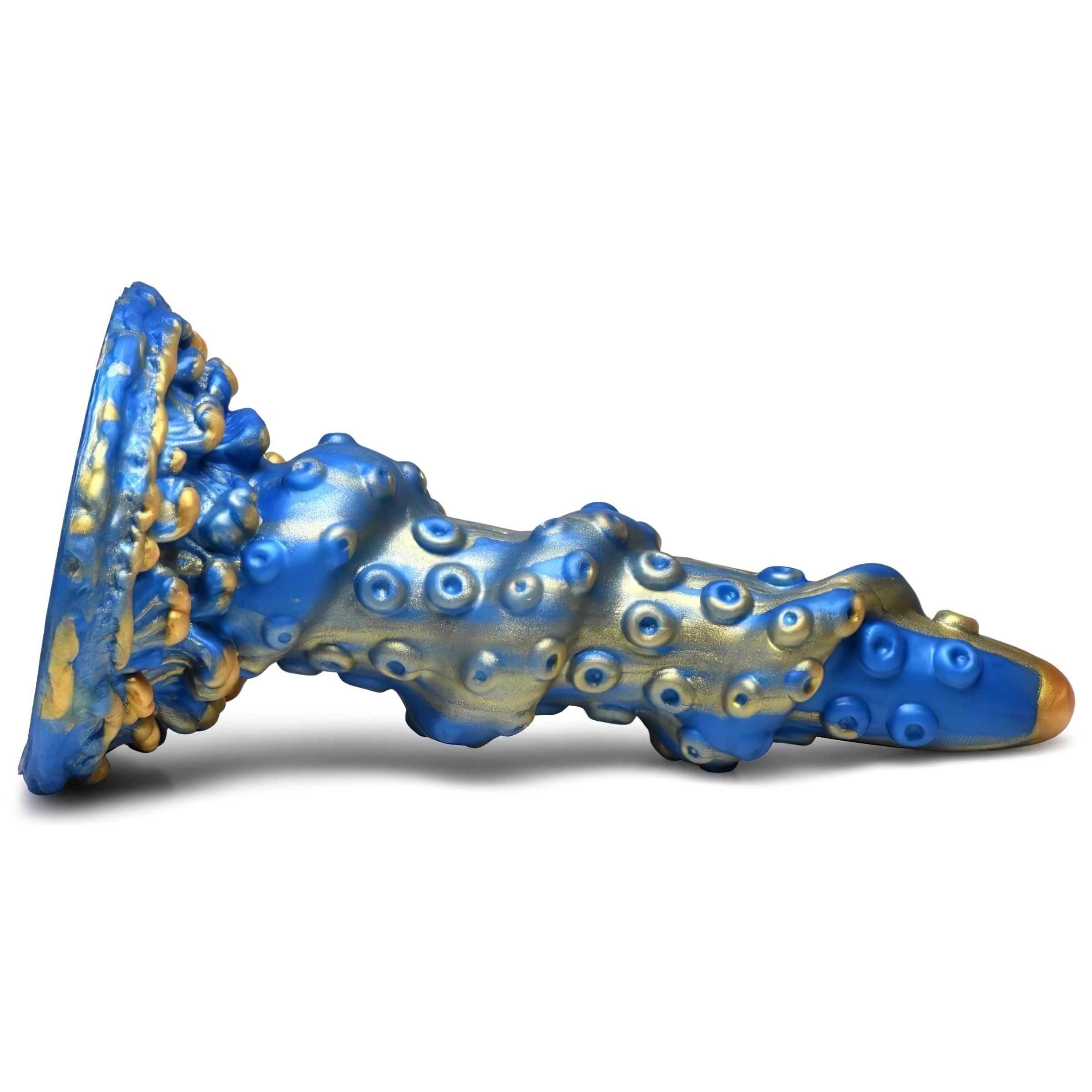Creature Cocks Kraken – spirál polipkar dildó – 21cm (arany-kék)