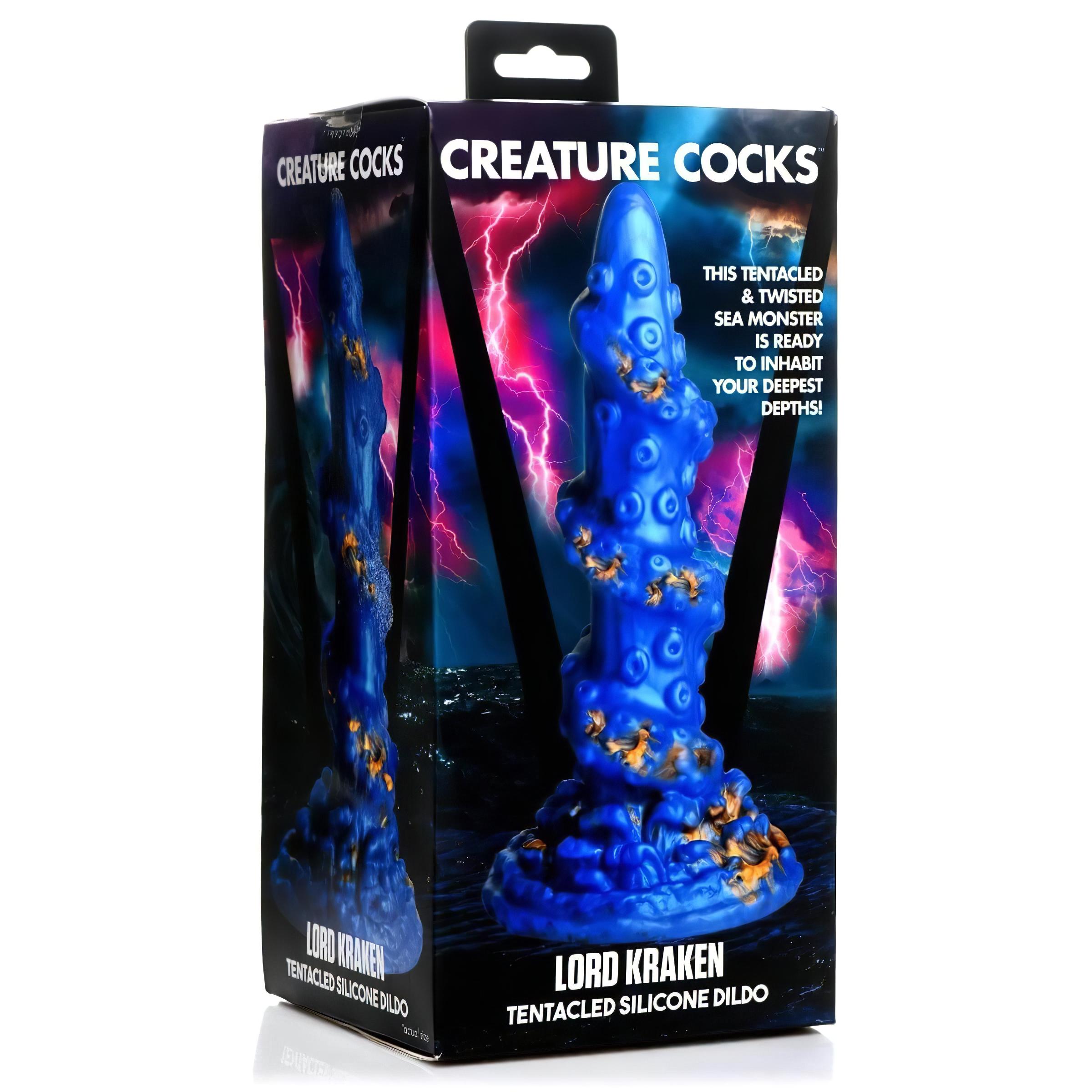 Creature Cocks Kraken – spirál polipkar dildó – 21cm (arany-kék)