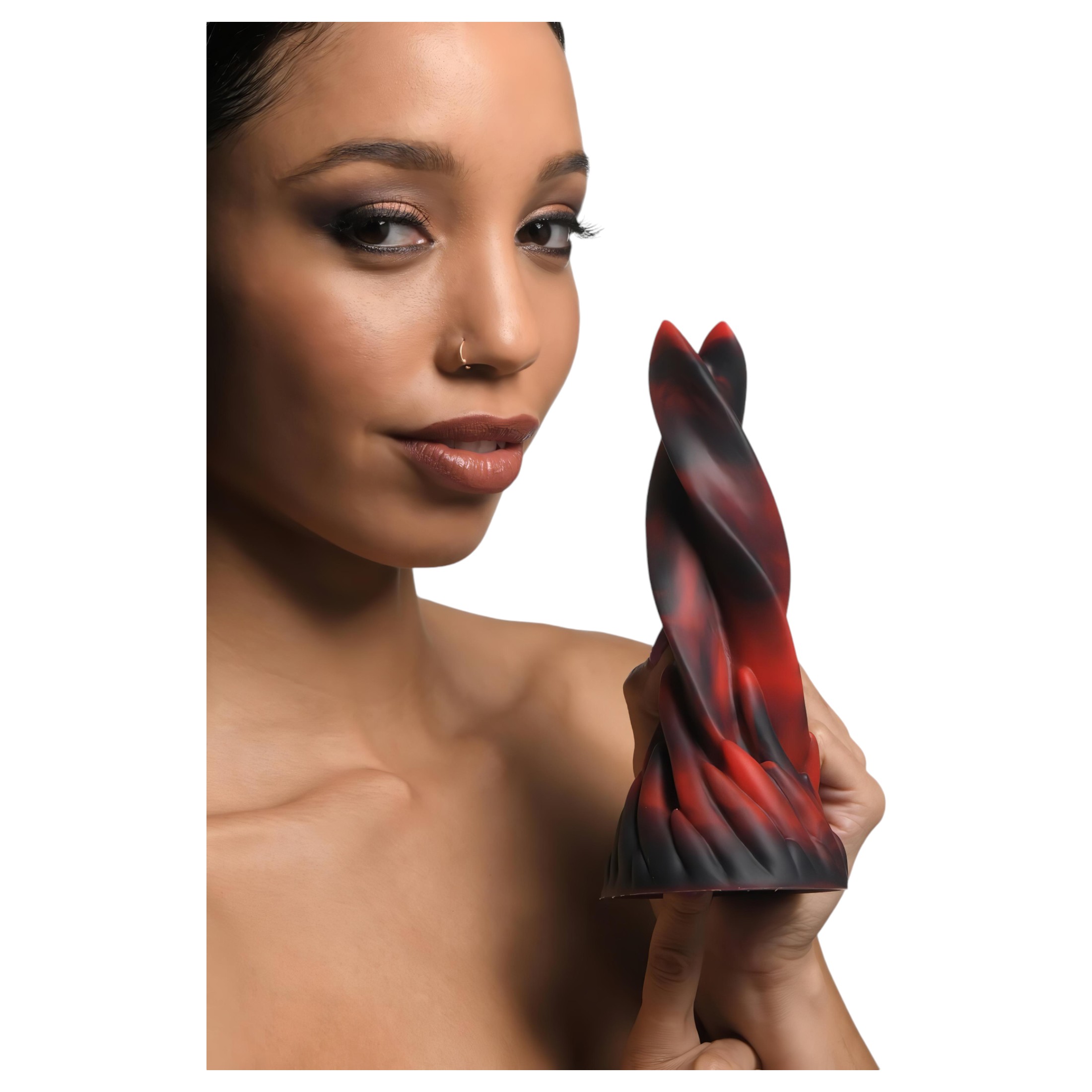 Creature Cocks Hell Kiss – csavart szilikon dildó – 19cm (piros)