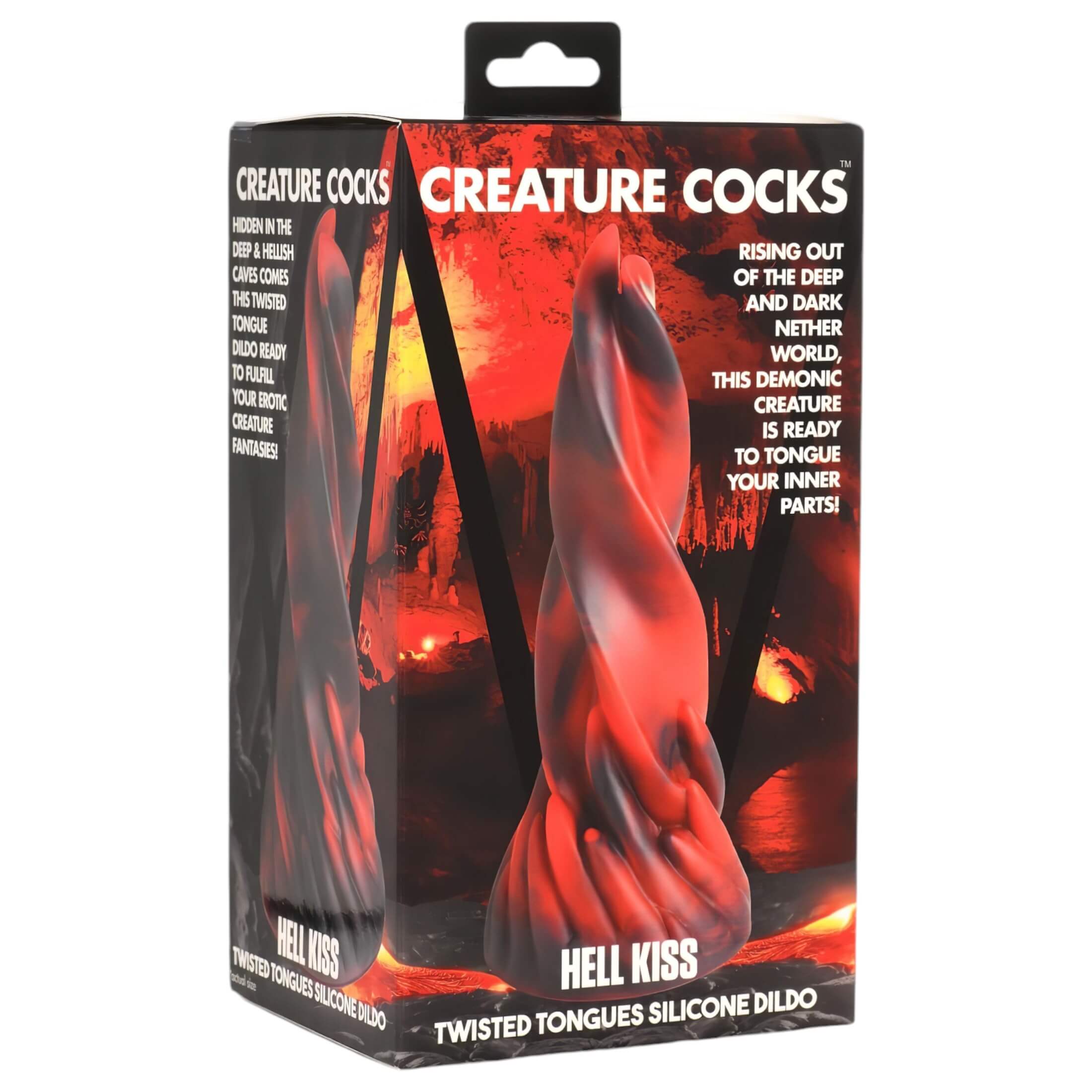 Creature Cocks Hell Kiss – csavart szilikon dildó – 19cm (piros)