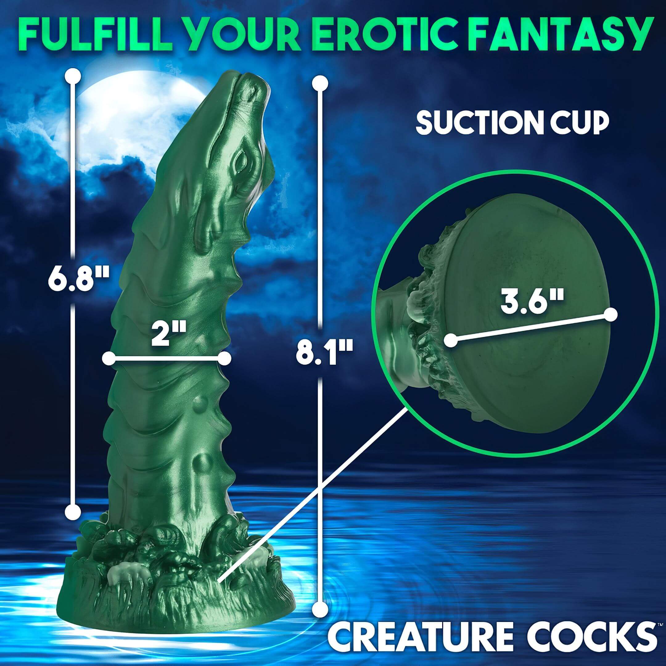 Creature Cocks Cockness Monster – szilikon dildó (zöld)