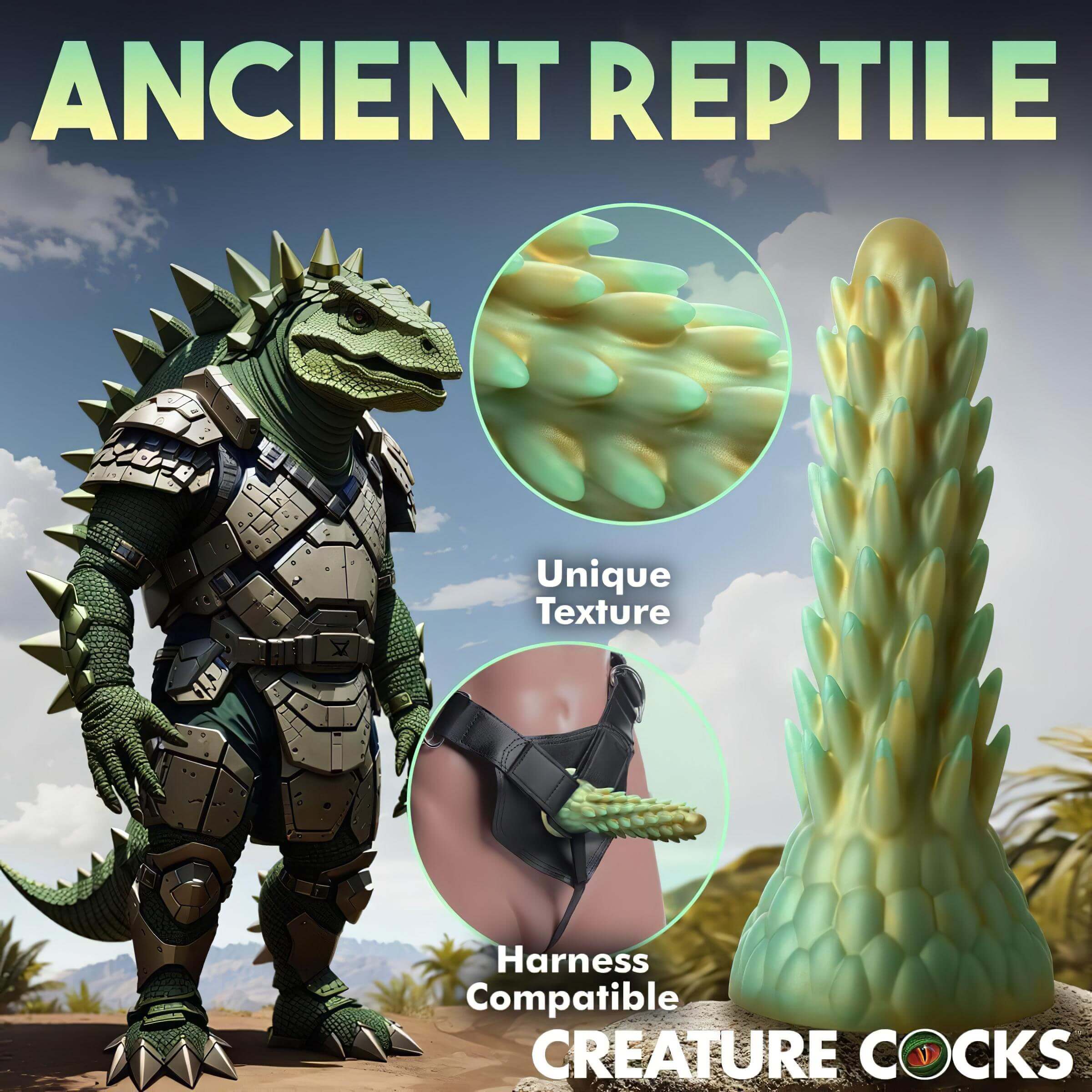 Creature Cocks Stegosaurus – szilikon dildó – 20cm (zöld)