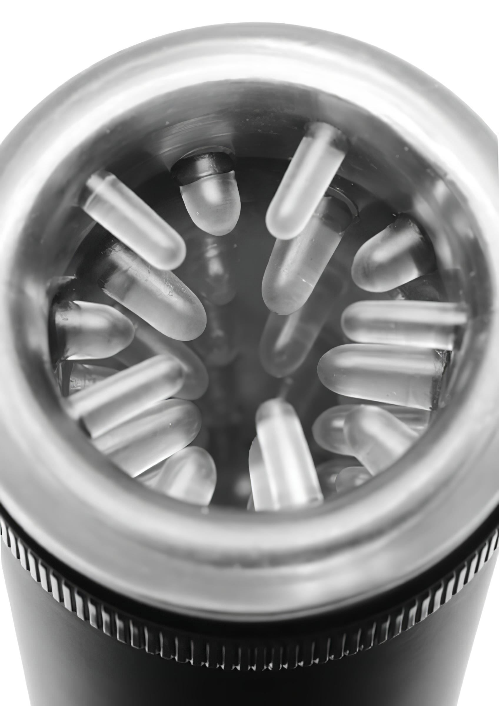 / Master-Bot – fel-le mozgó, puha tüskés száj maszturbátor (fekete)