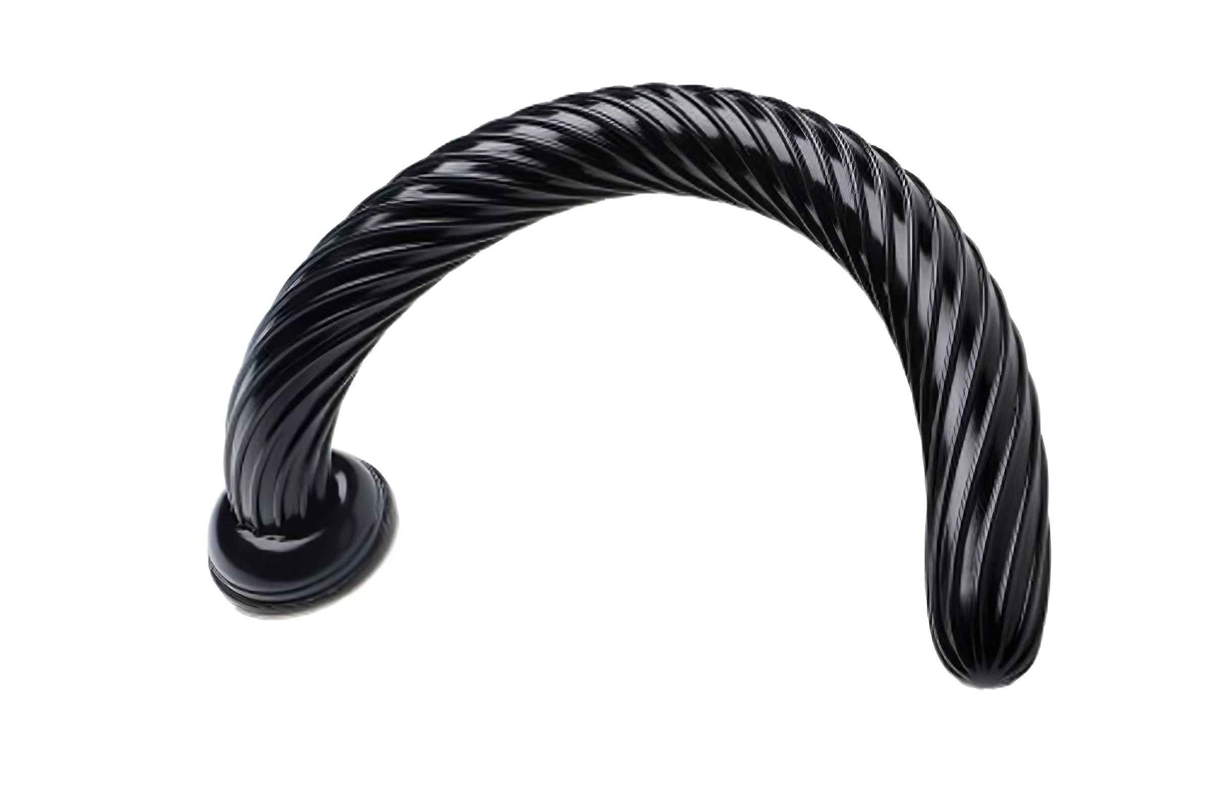 Hosed Spiral Anal Snake 19 – tapadókorongos anál dildó (fekete)