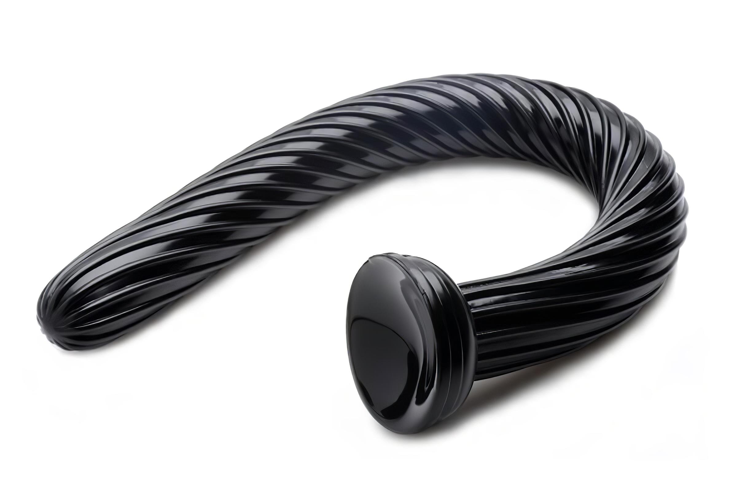Hosed Spiral Anal Snake 19 – tapadókorongos anál dildó (fekete)
