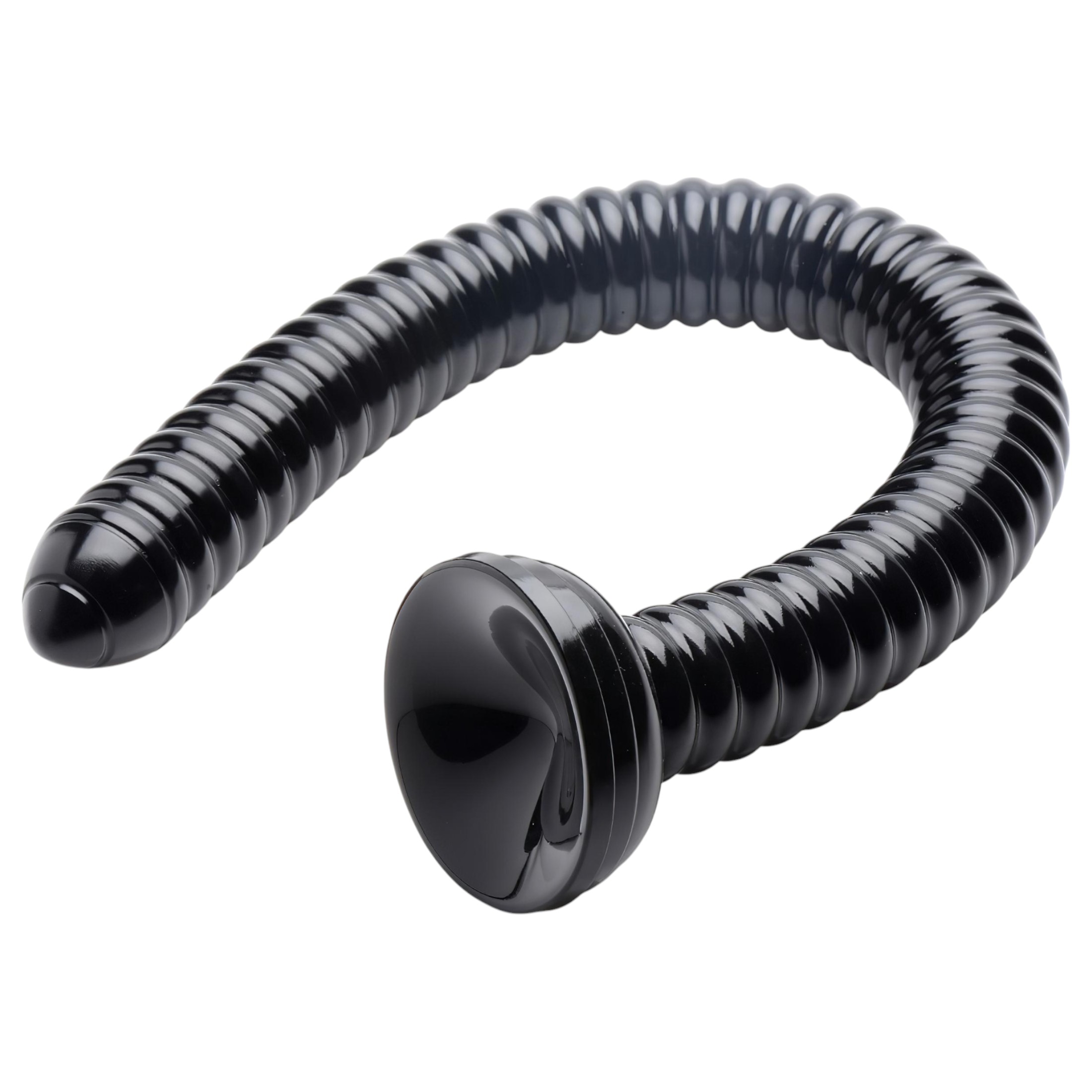 HOSED Ribbed Hose 19 – tapadókorongos anál dildó (fekete)