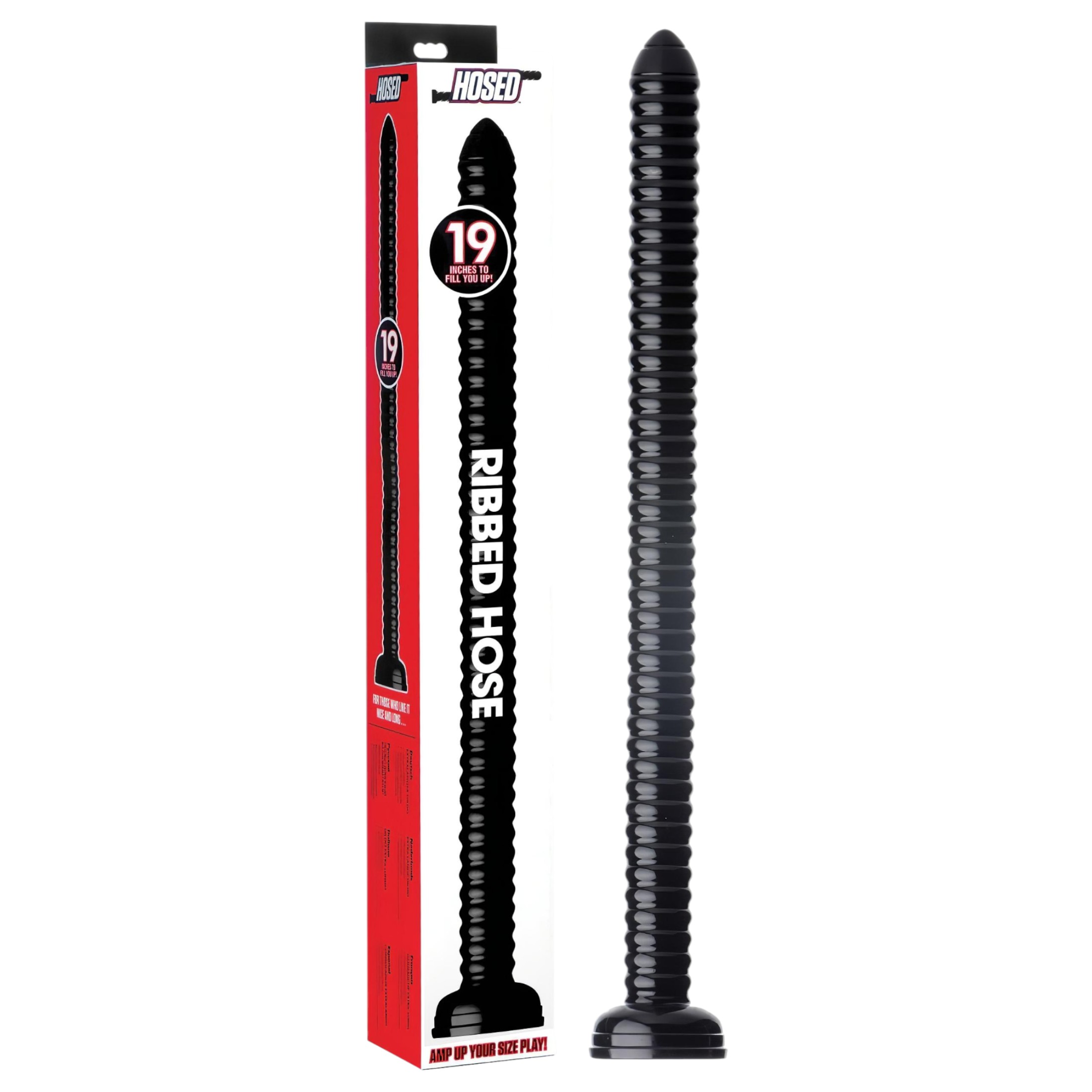HOSED Ribbed Hose 19 – tapadókorongos anál dildó (fekete)
