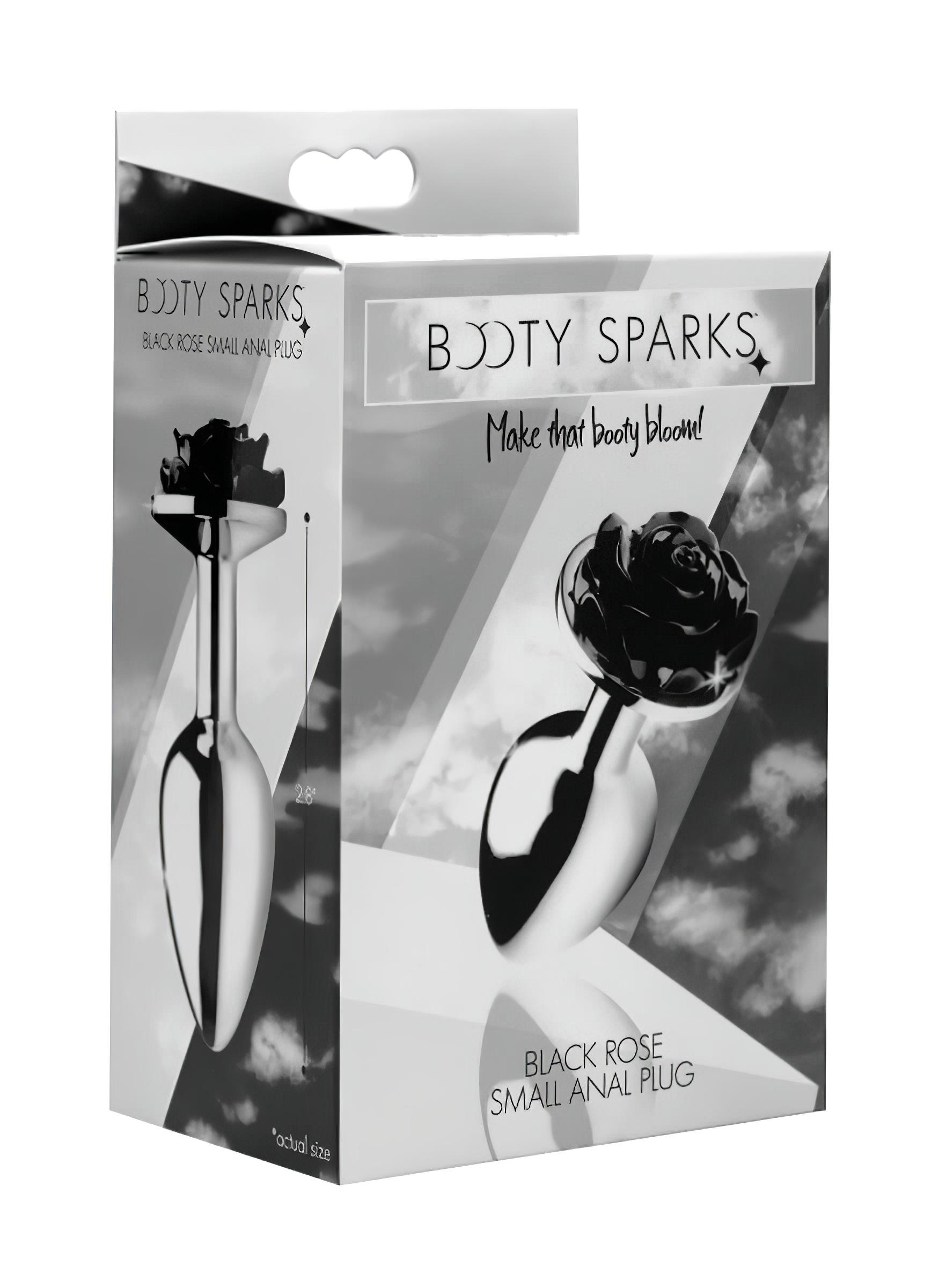 Booty Sparks Black Rose – alumínium anál plug (ezüst-fekete)
