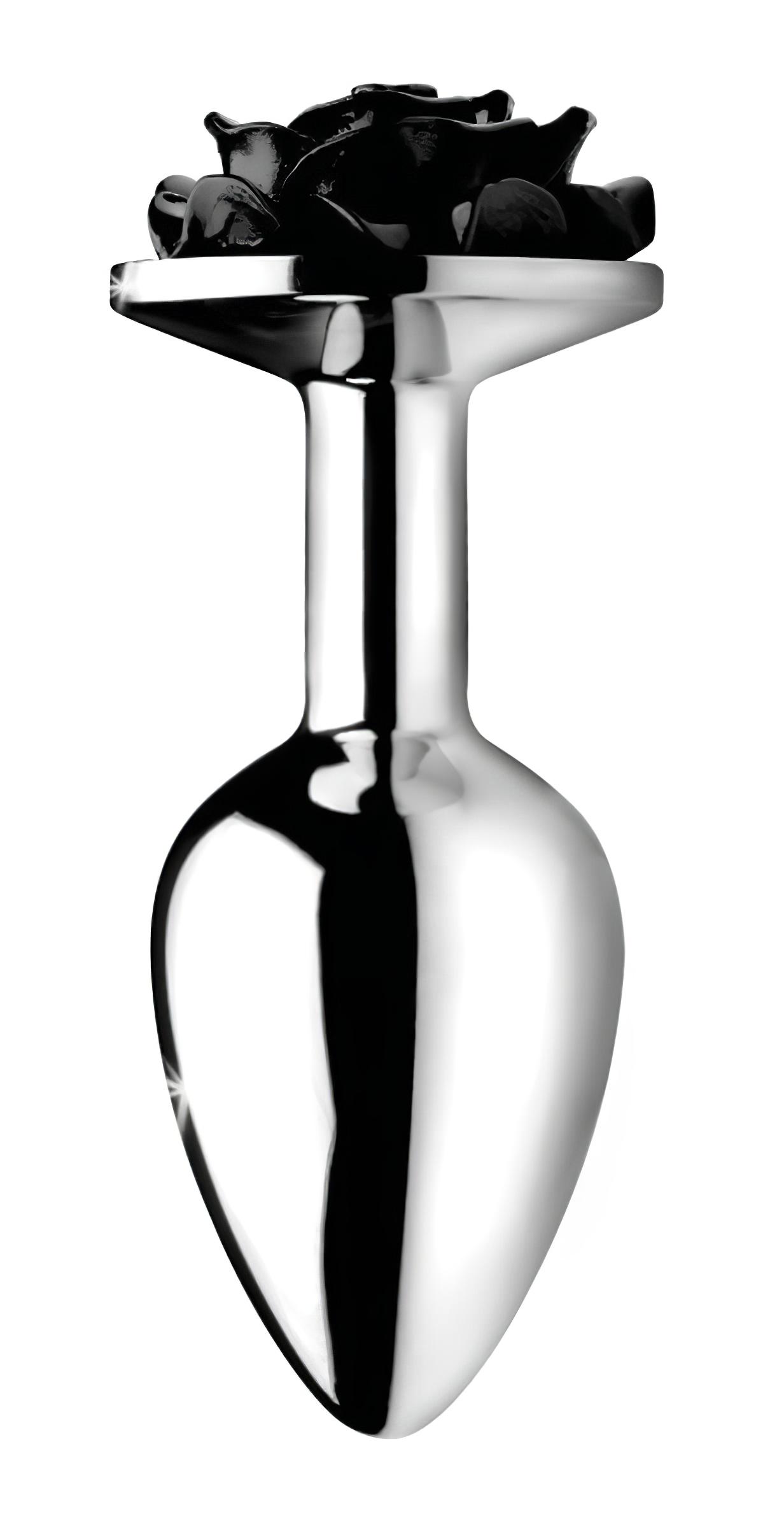 Booty Sparks Black Rose – alumínium anál plug (ezüst-fekete)