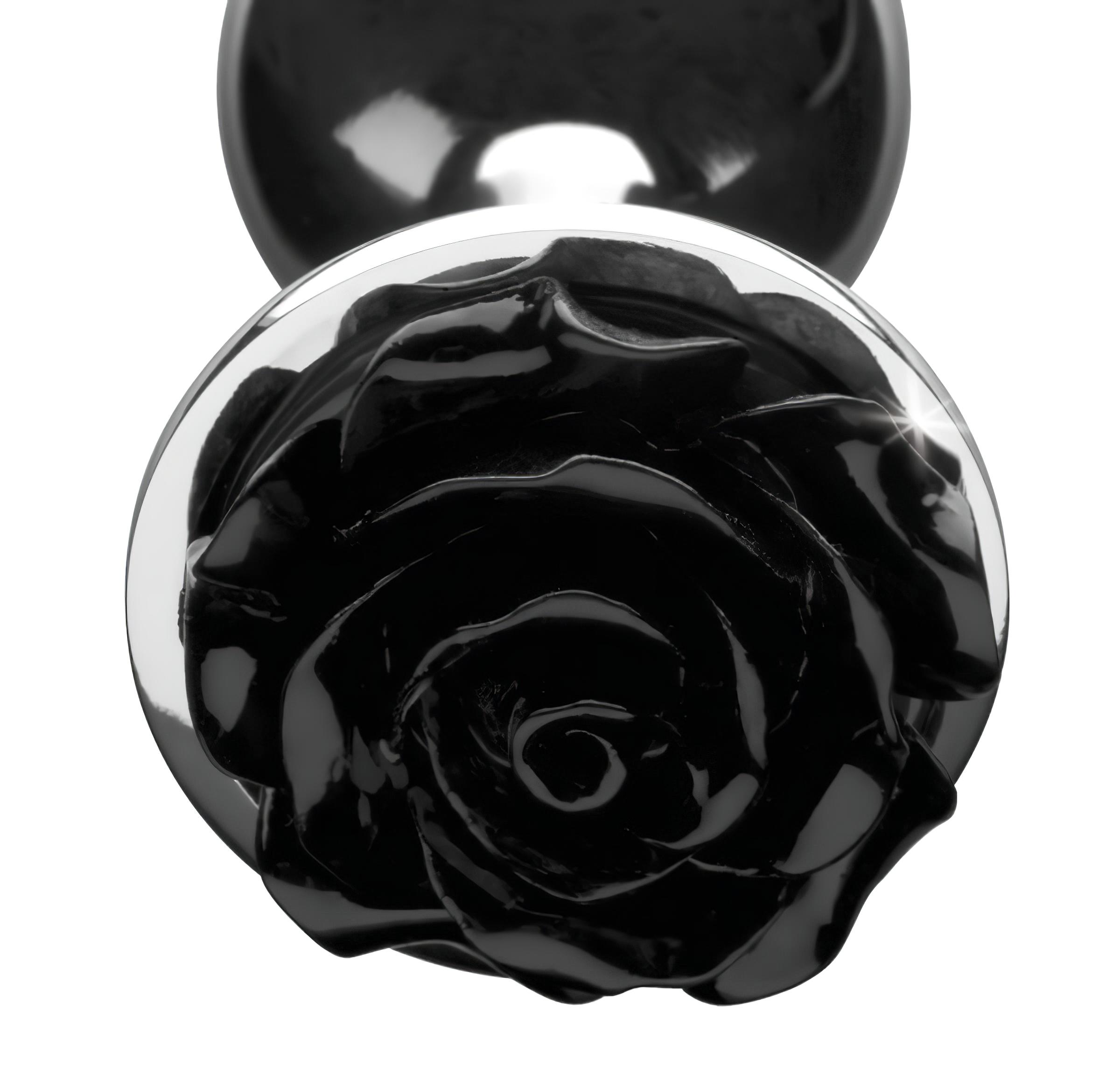 Booty Sparks Black Rose – alumínium anál plug (ezüst-fekete)