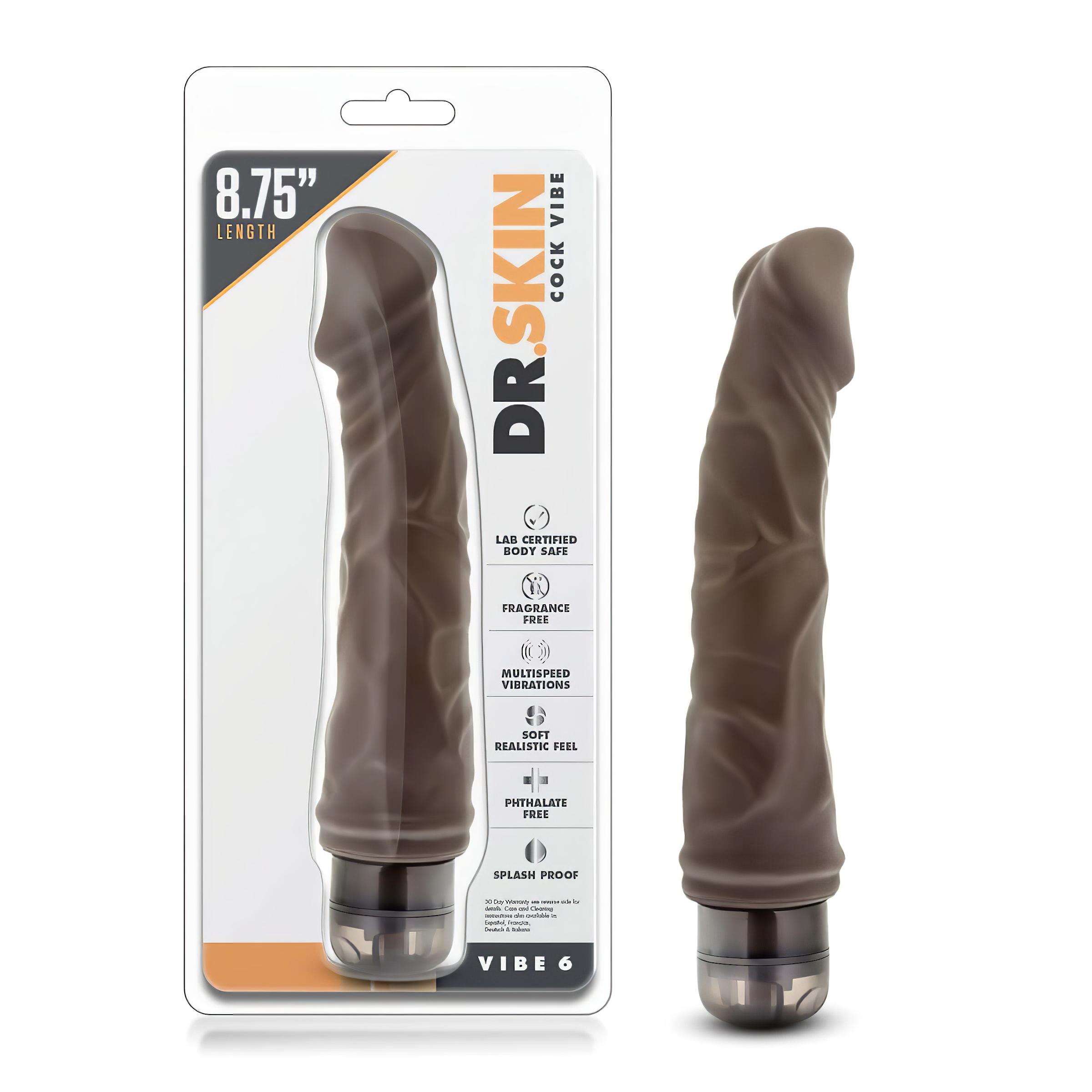 Dr. Skin Vibe No.6. – élethű vibrátor (barna)