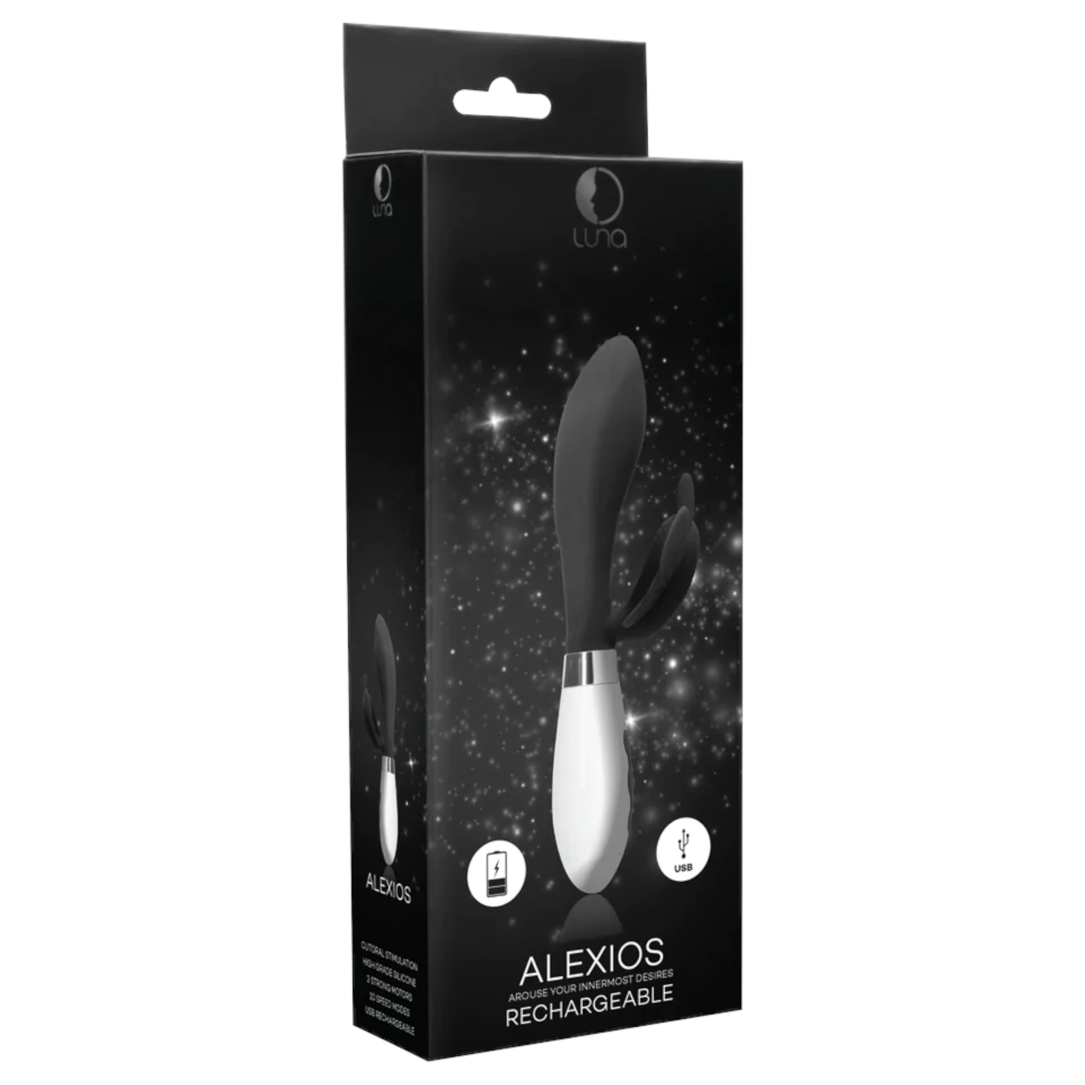 Alexios – pillangós, csiklókaros vibrátor (fekete)