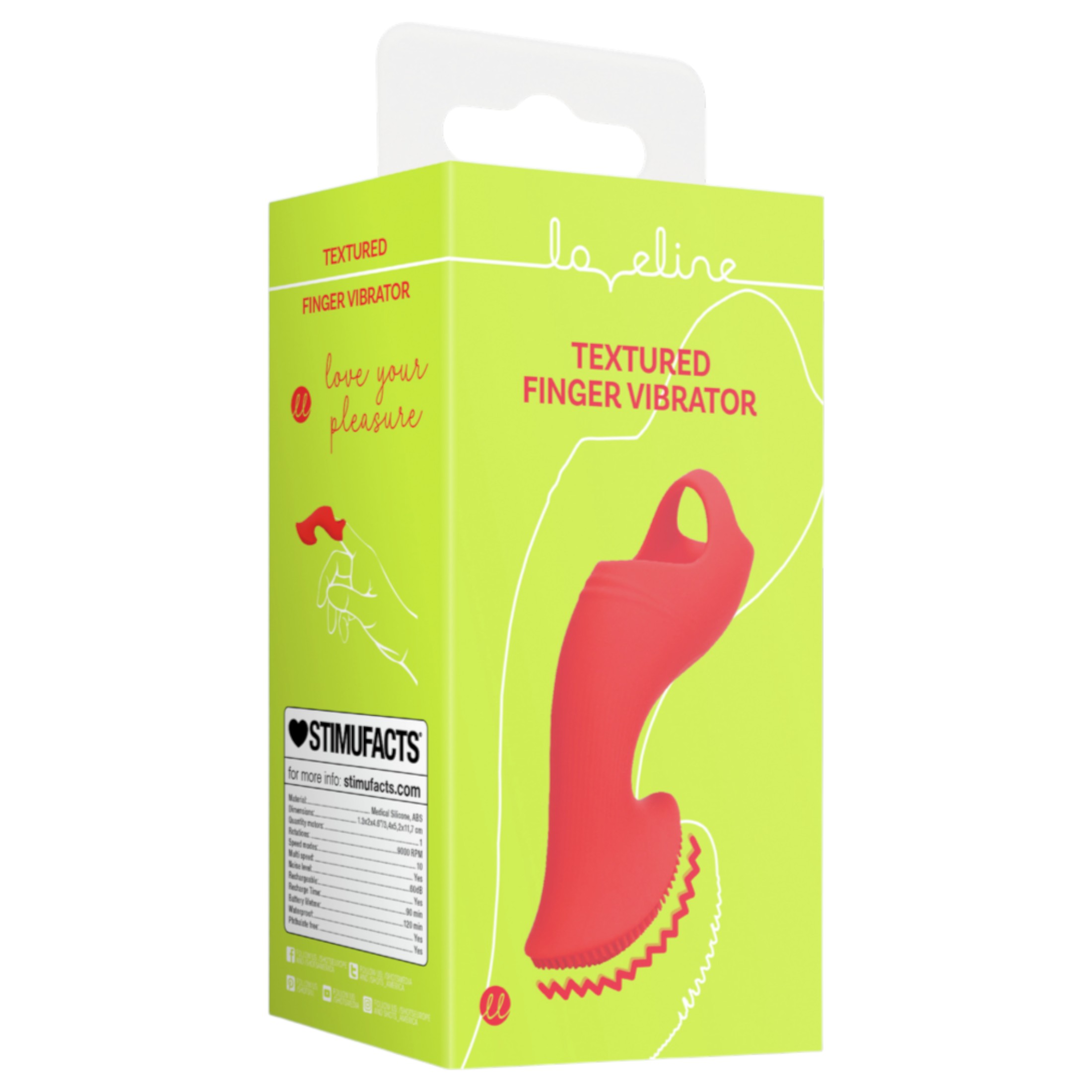 Loveline – stimuláló ujjvibrátor (piros)