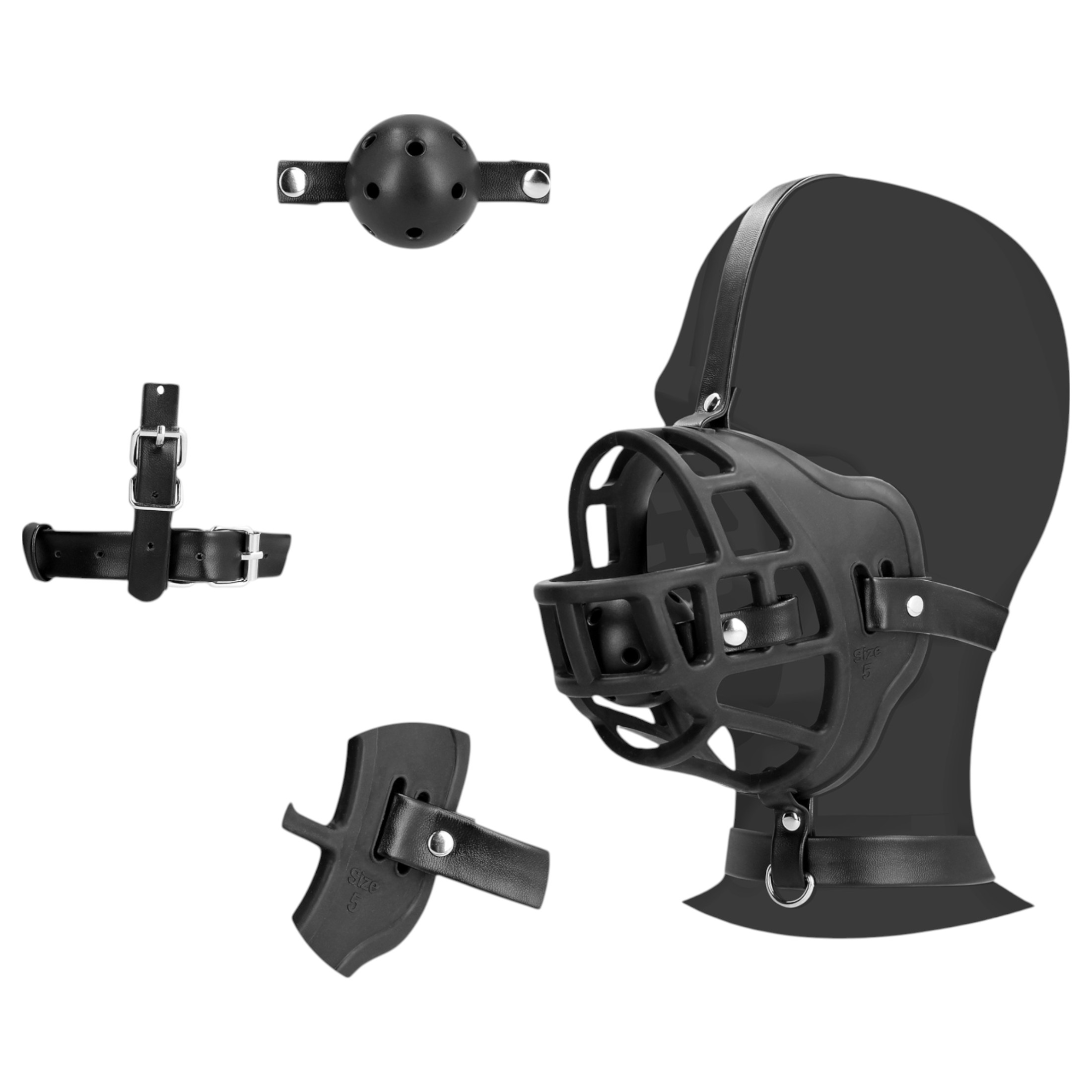 Ouch! – szájkosár, beépített szájpecekkel (fekete)