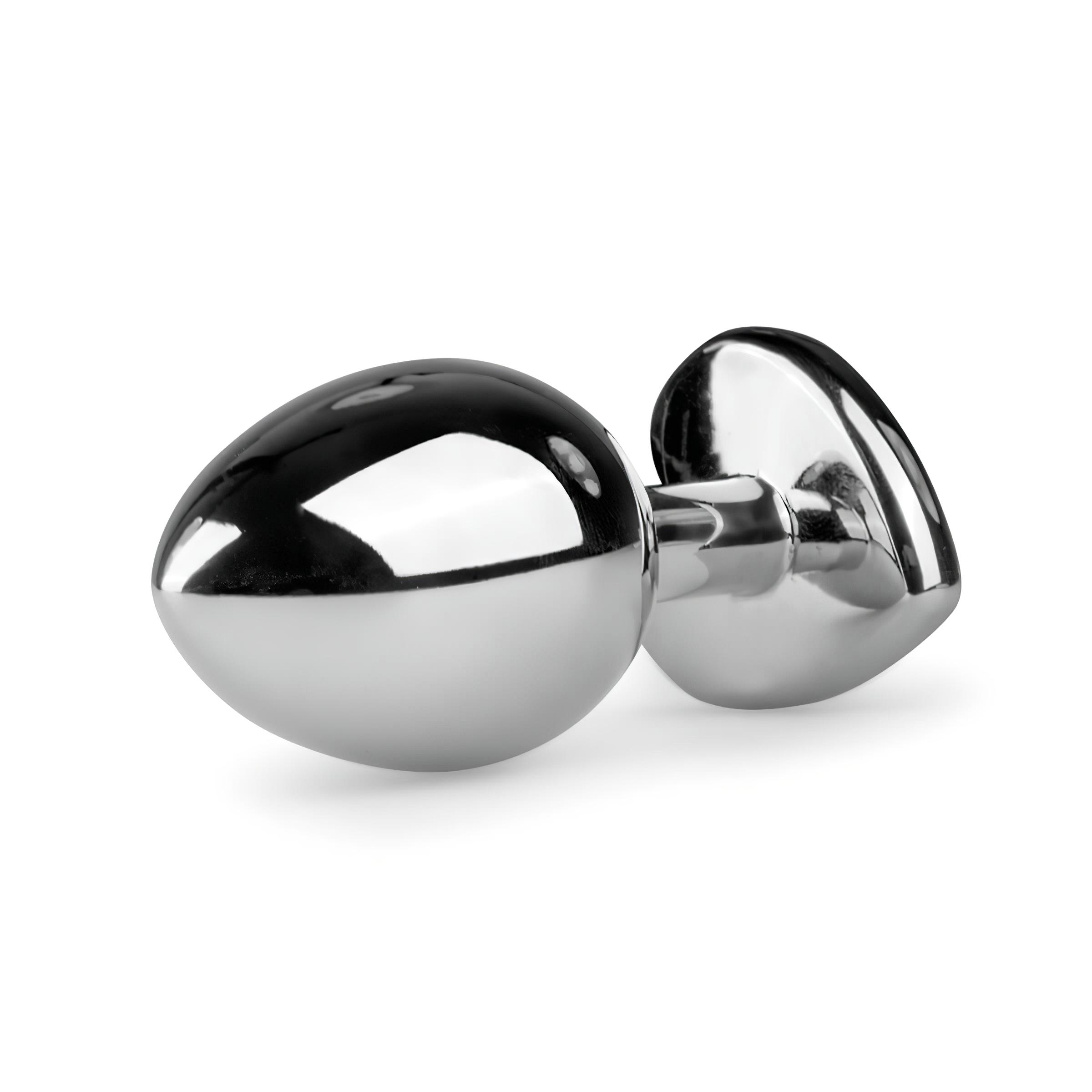 Easytoys Metal No.7 – szíves anál plug fehér kővel – ezüst
