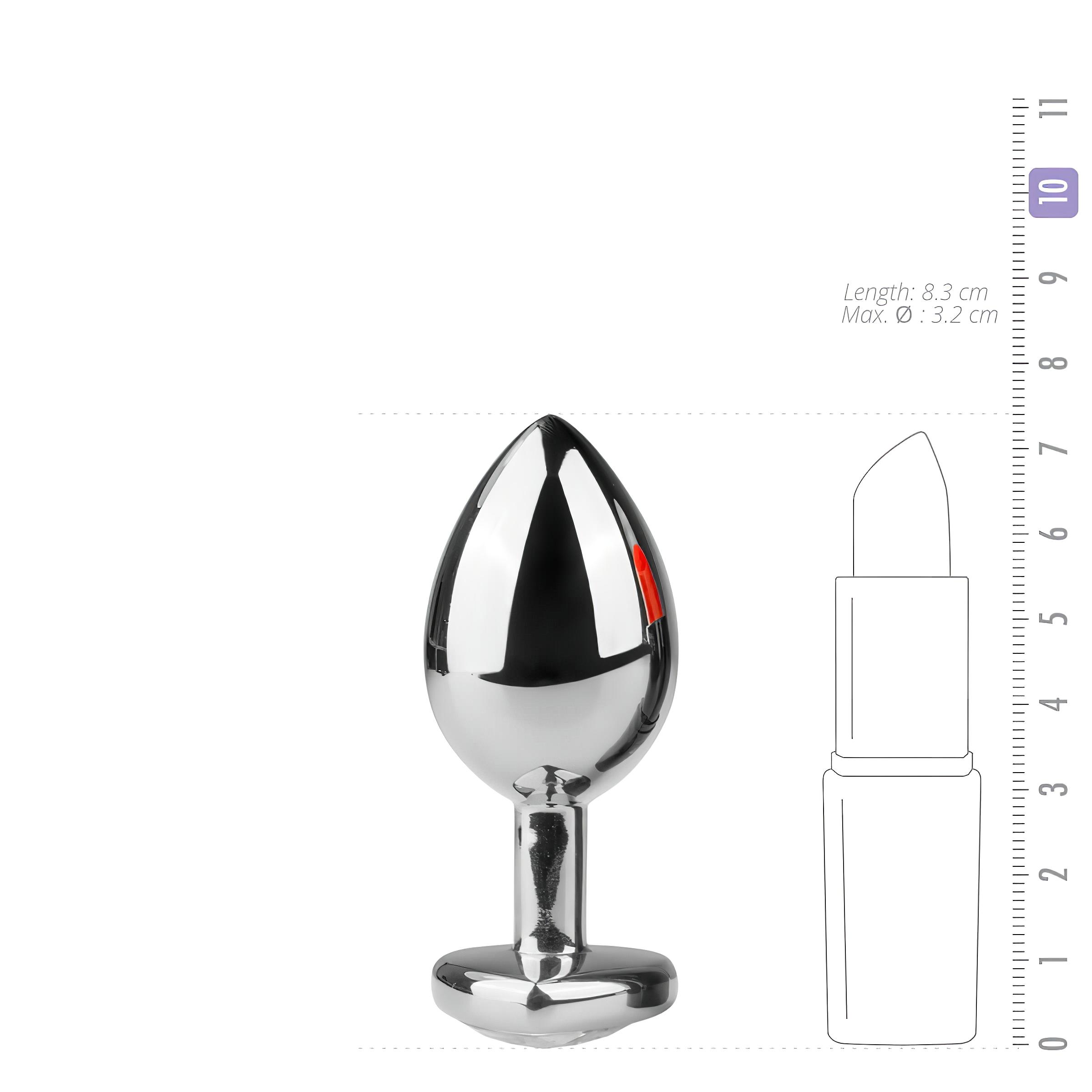 Easytoys Metal No.7 – szíves anál plug fehér kővel – ezüst