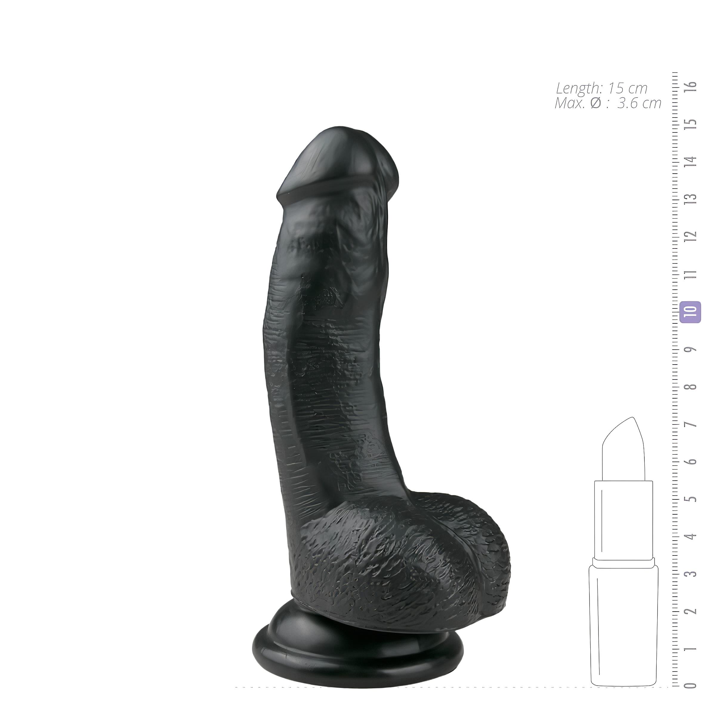 Easytoys – tapadókorongos, herés dildó (15cm) – fekete