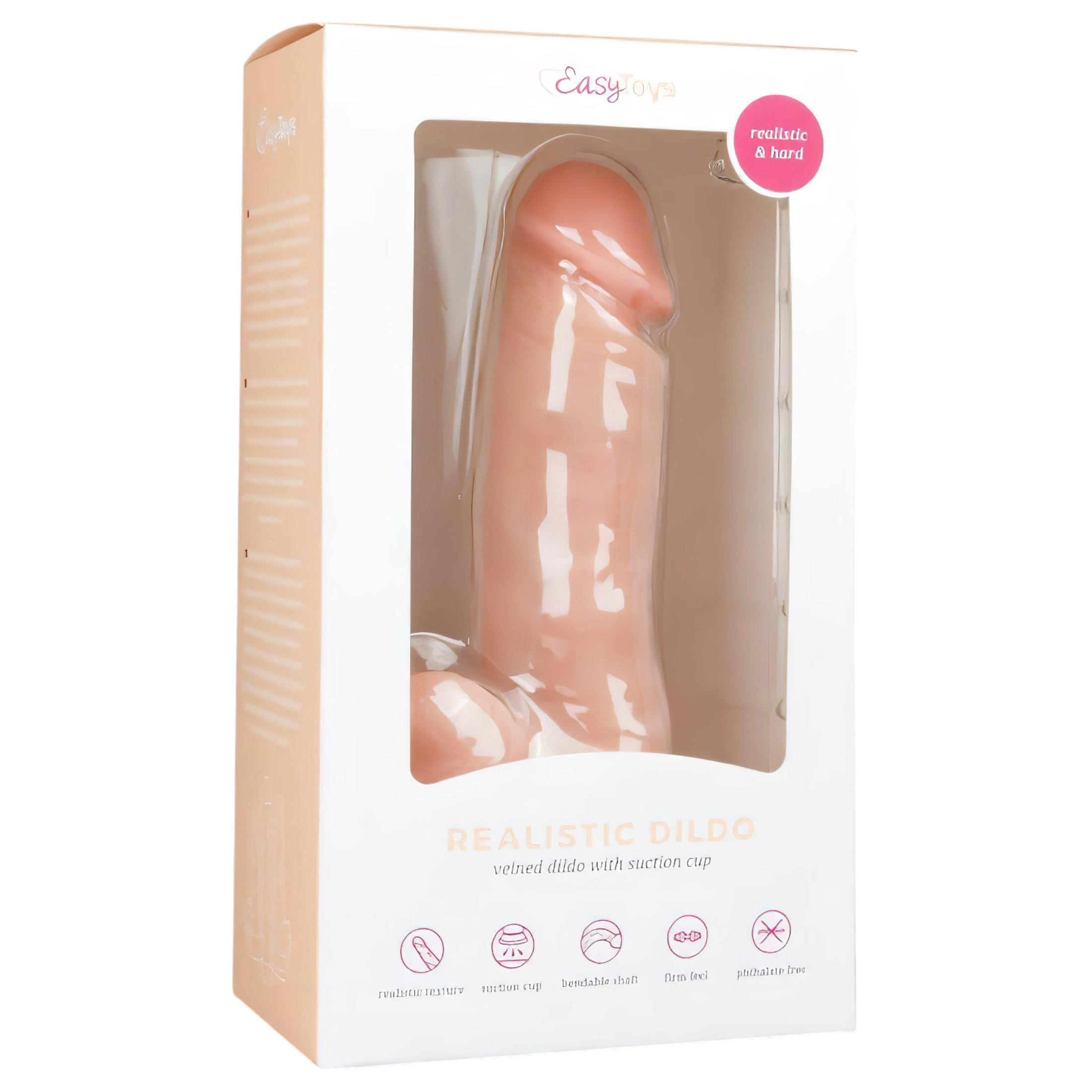 Easytoys – tapadókorongos, herés dildó (17,5cm) – natúr