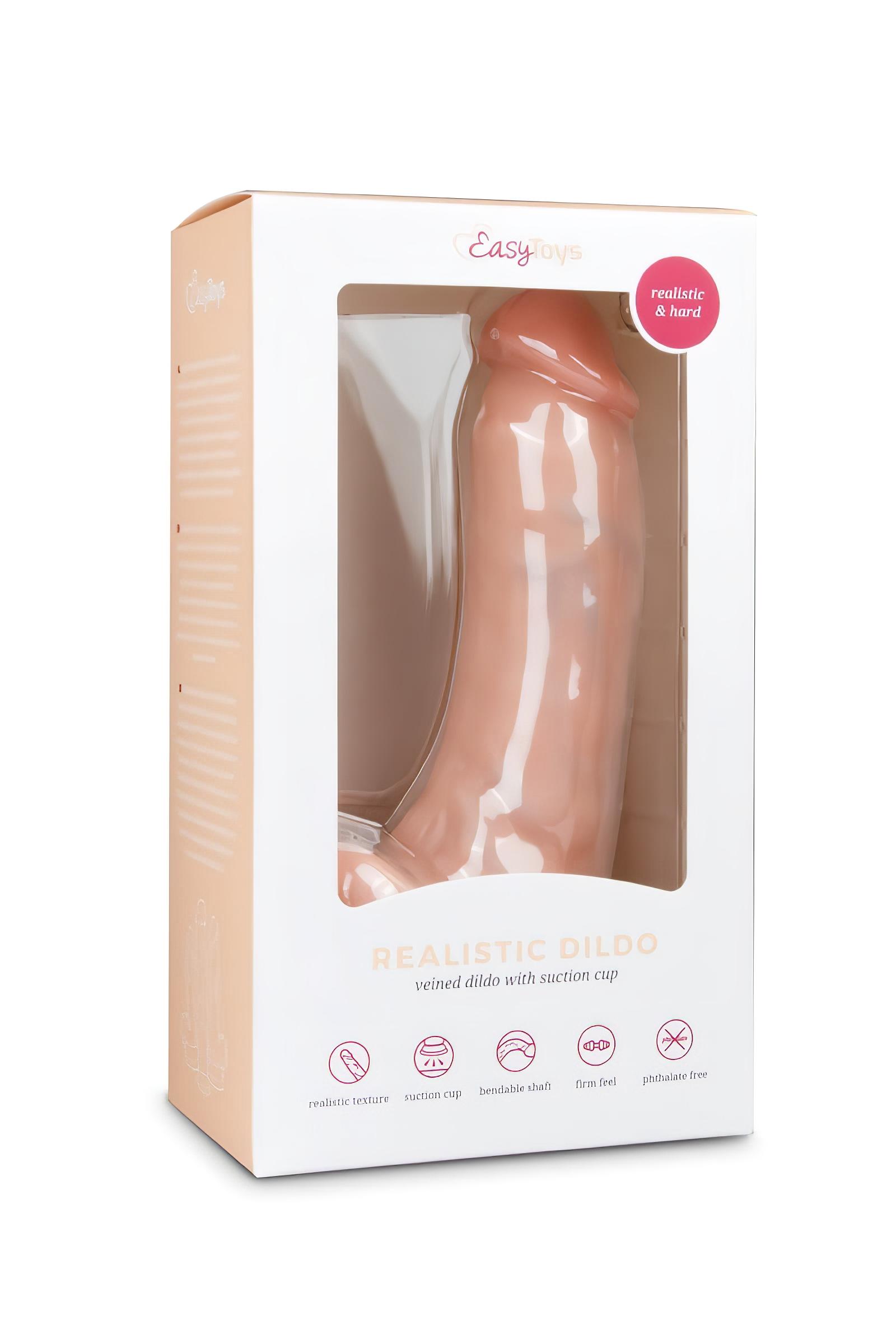Easytoys – tapadókorongos, herés dildó (20cm) – natúr